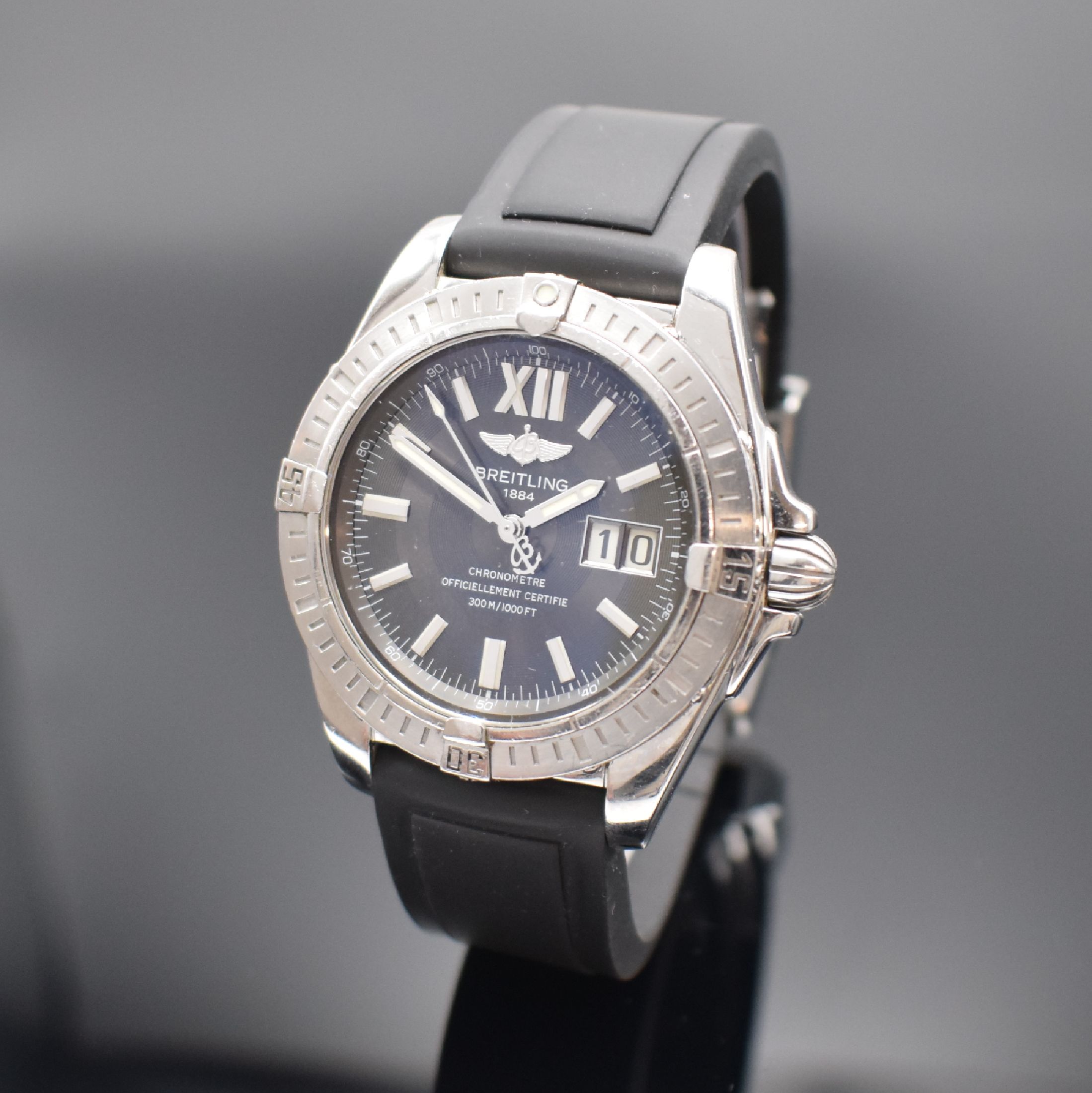BREITLING Cockpit Chronometer Herrenarmbanduhr in Stahl Referenz A49350, Schweiz verk. lt.beil. Pap. 12/2008, Automatik, Boden & Krone verschr., ...