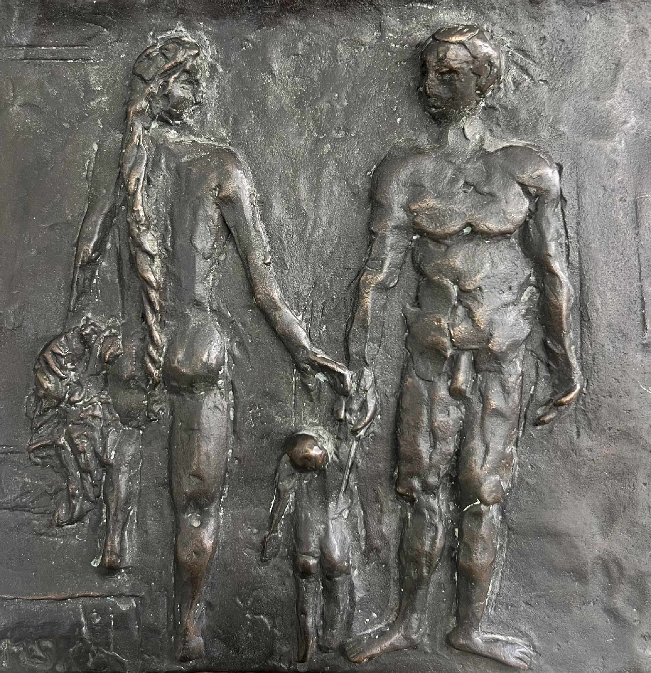 Franz Werner Müller-Steinfurth, 1952 Speyer -2017, Lehre zum Steinbildhauer, Studium derBildhauerei an der Akademie München, Bronzerelief, intime ...