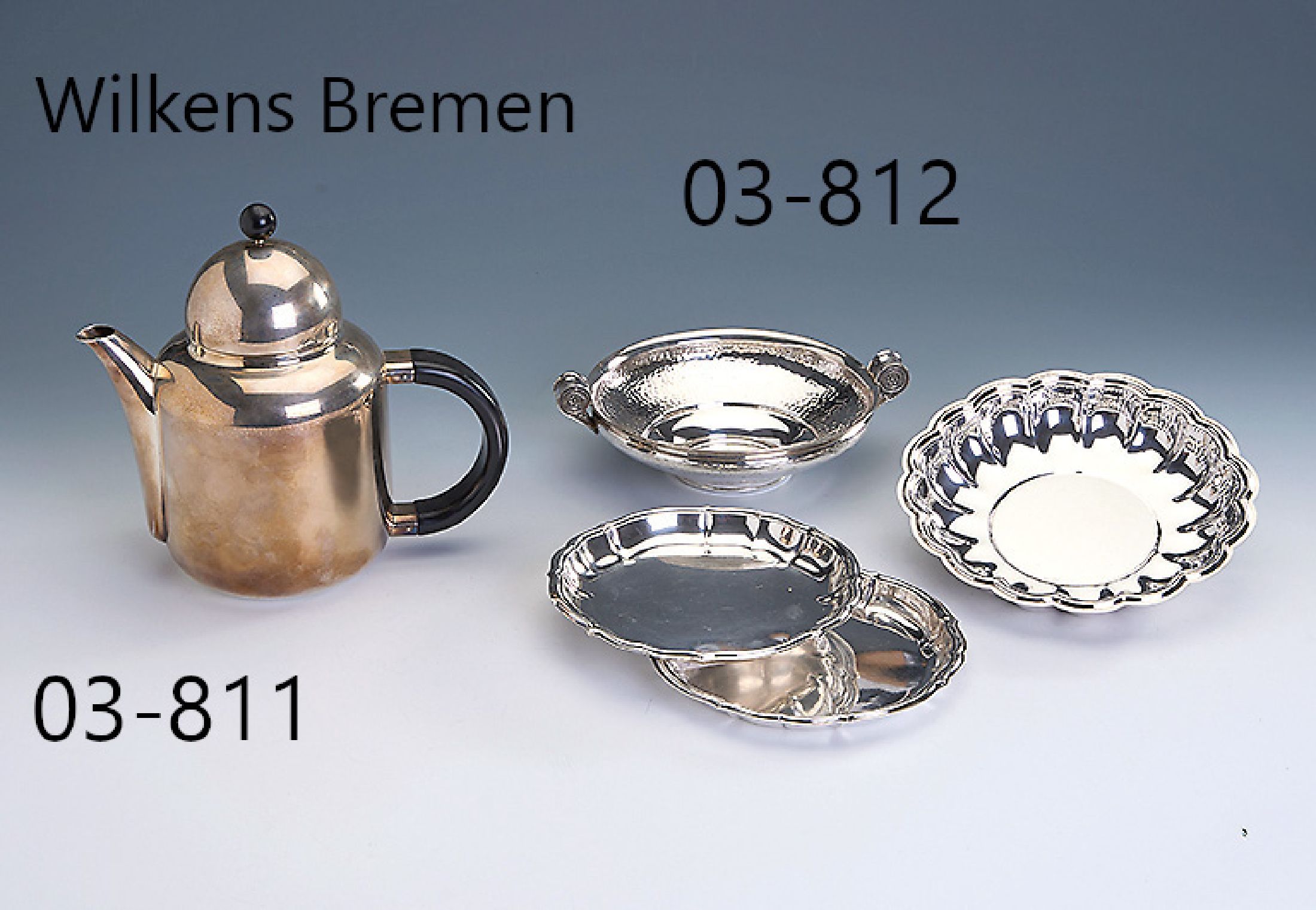 Teekanne, 925er Silber, Wilkens/Bremen, ausder Serie "Silhouette", schlichtes zeitloses Design, Modellnr. 8440, D. ca. 12 cm, H. ca. 20 ...