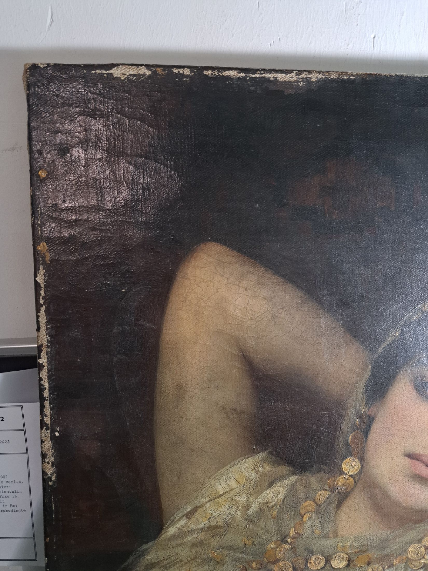 Detail e: Nathanael Sichel, 1844 Mainz-1907 Berlin, Studium an der Akademie Berlin, Porträt- und Historienmaler, hier: Bildnis einer Odaliske bzw. Orientalin ...
