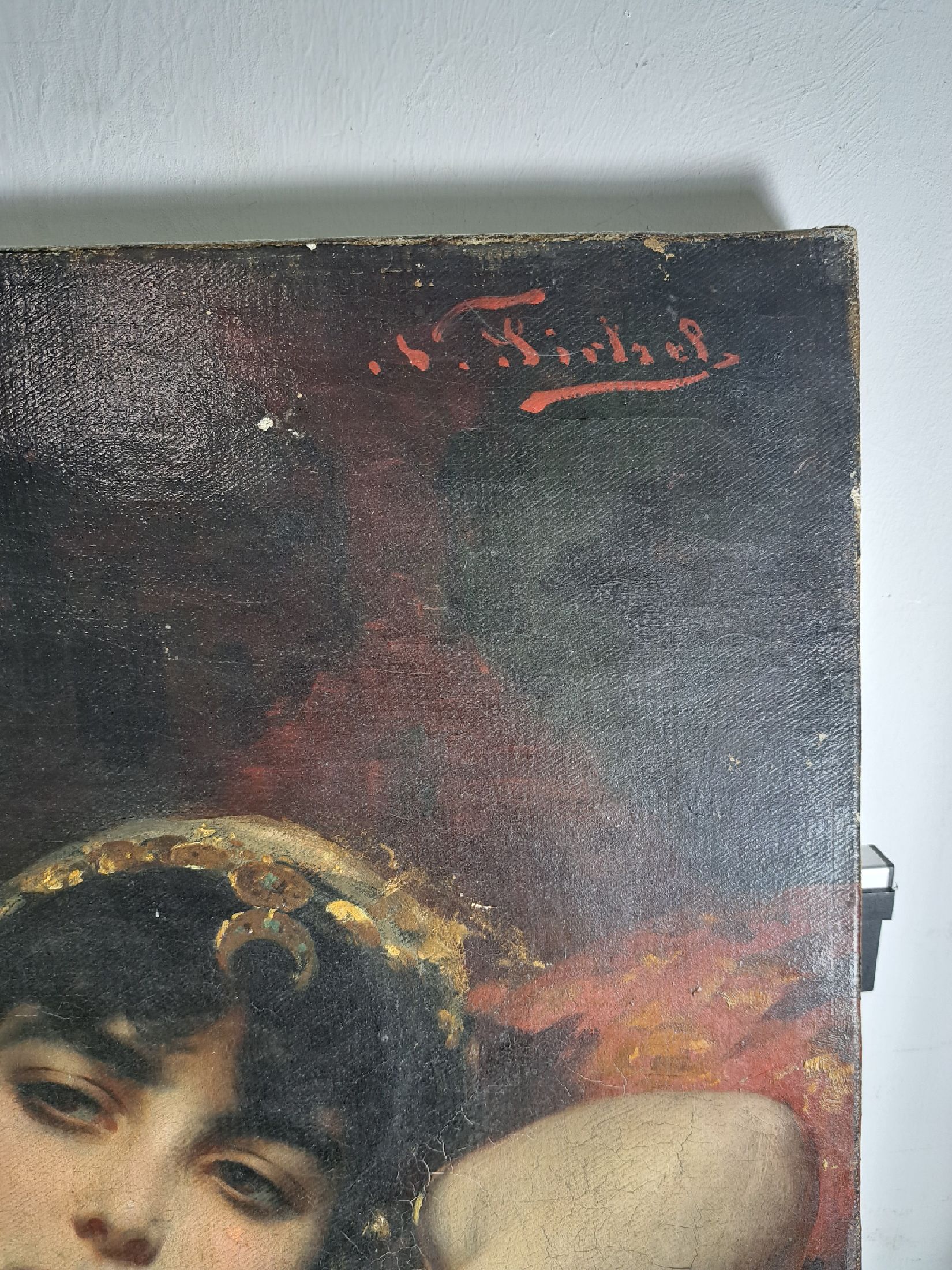 Detail f: Nathanael Sichel, 1844 Mainz-1907 Berlin, Studium an der Akademie Berlin, Porträt- und Historienmaler, hier: Bildnis einer Odaliske bzw. Orientalin ...