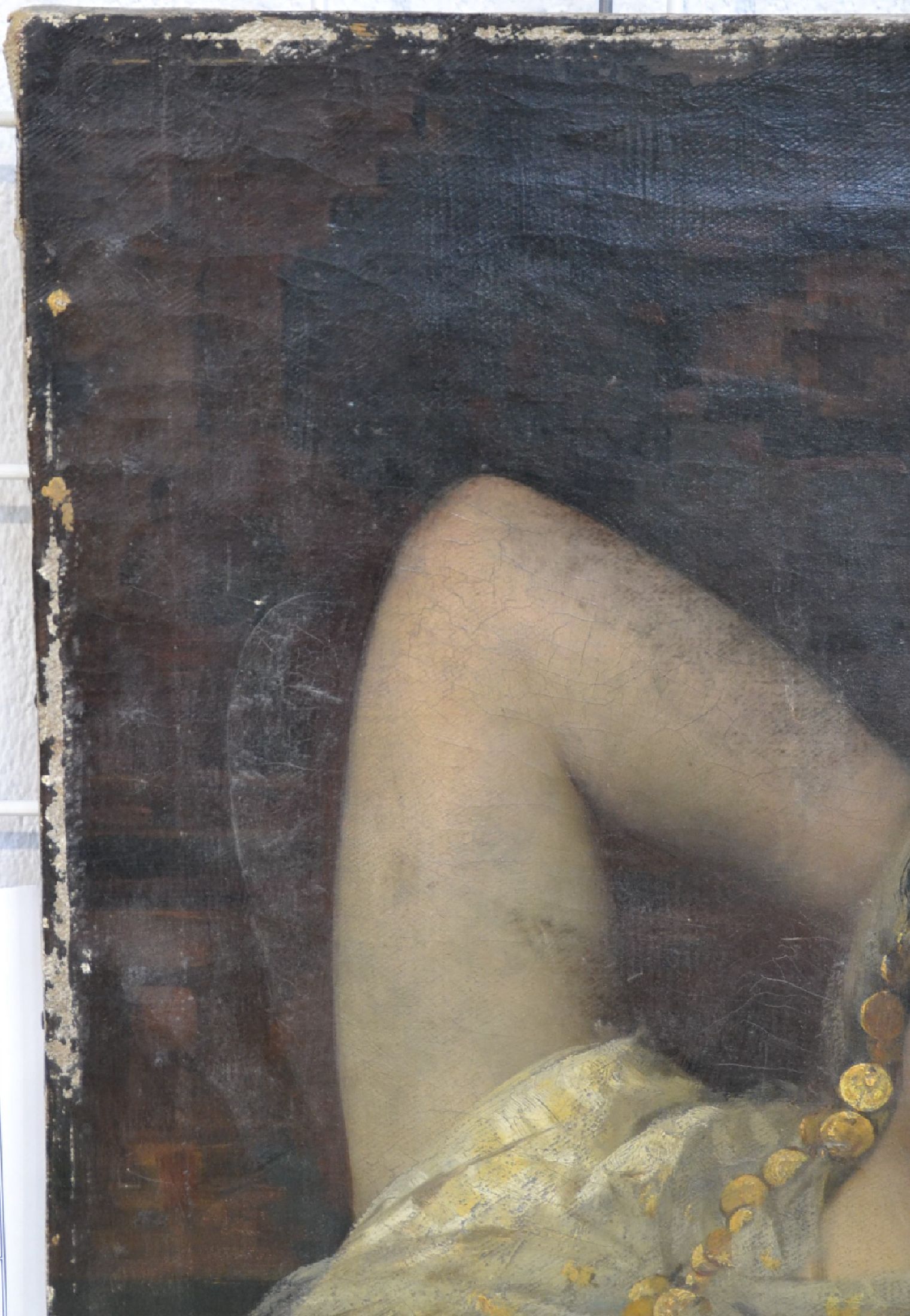 Detail l: Nathanael Sichel, 1844 Mainz-1907 Berlin, Studium an der Akademie Berlin, Porträt- und Historienmaler, hier: Bildnis einer Odaliske bzw. Orientalin ...