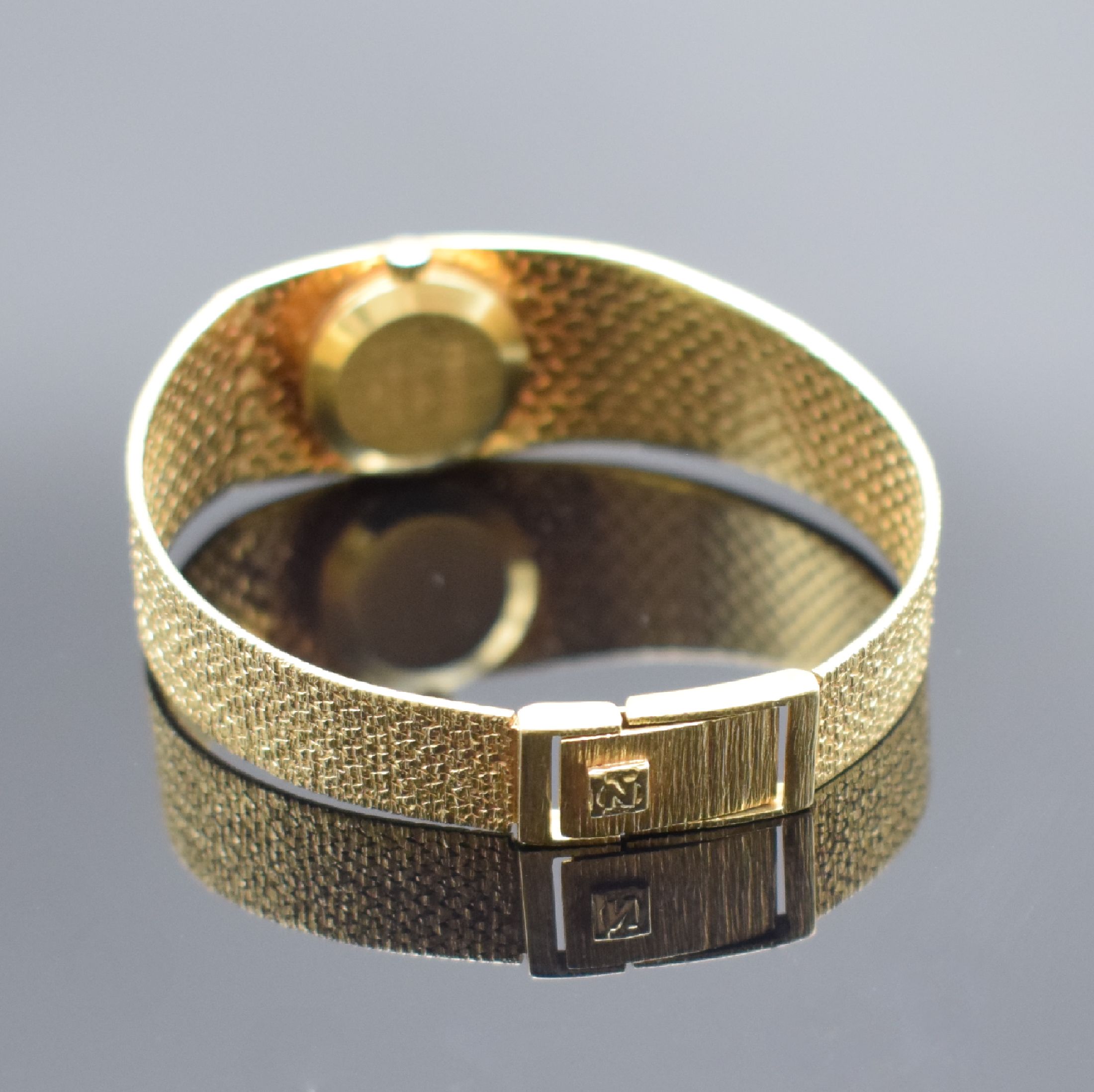 Detail b: ZENTRA Damenarmbanduhr in GG 585/000, Schweiz um 1965, Handaufzug, Boden aufgedr., champagnerfarb. Zifferbl. m. aufges. Std.- Ind., schwarze Zeiger, ...