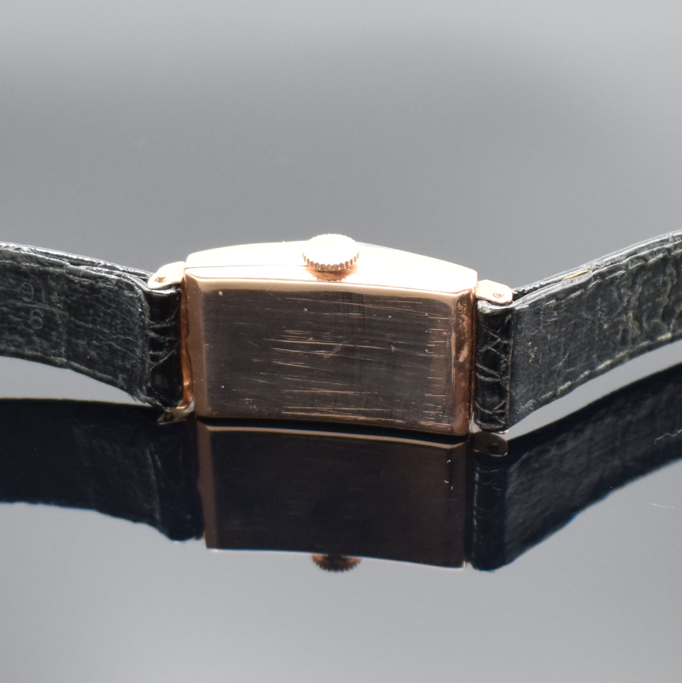 Detail c: LONGINES sogenannte Cocktail-Watch in RG 585/000, Schweiz/USA um 1941, Handaufzug, ausgef. 2-teil. Geh., Boden aufgedr., kupferfarb. Zifferbl. rest., ...