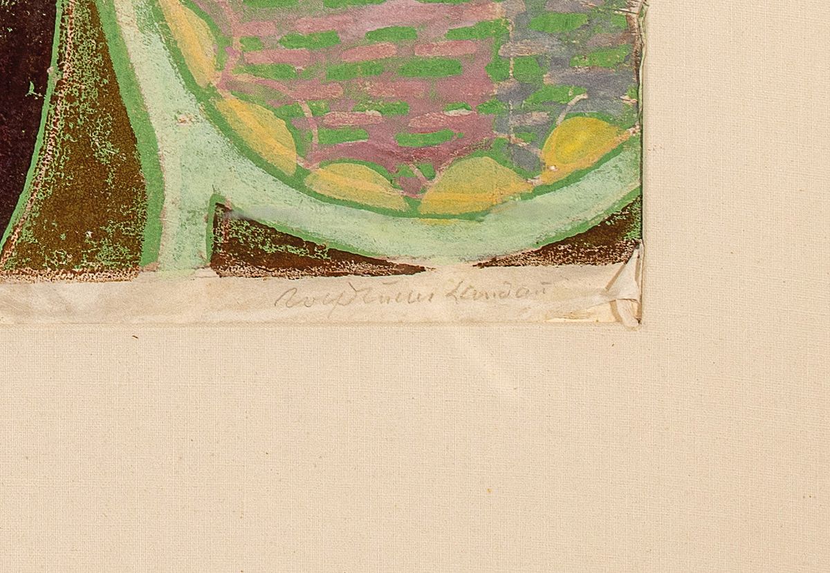 Detail a: Rolf Müller-Landau, 1903 Kayingchow-1956 Bad Bergzabern, Saitenspiel, Monotypie, rechts unten signiert, ca. 45x52cm, PP, u.Gl., R. ca.70x73cm, unter ...