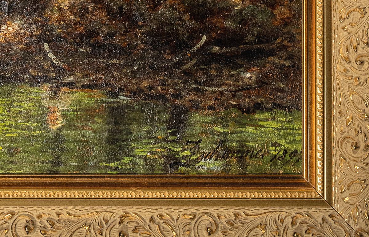 Detail a: Emil Zschimmer, 1842 Großwig-1917 Schmiedeberg, Ausbildung zum Musterzeichner, Studium an der Großherzöglich-Sächsischen Kunstschule Weimar, ...