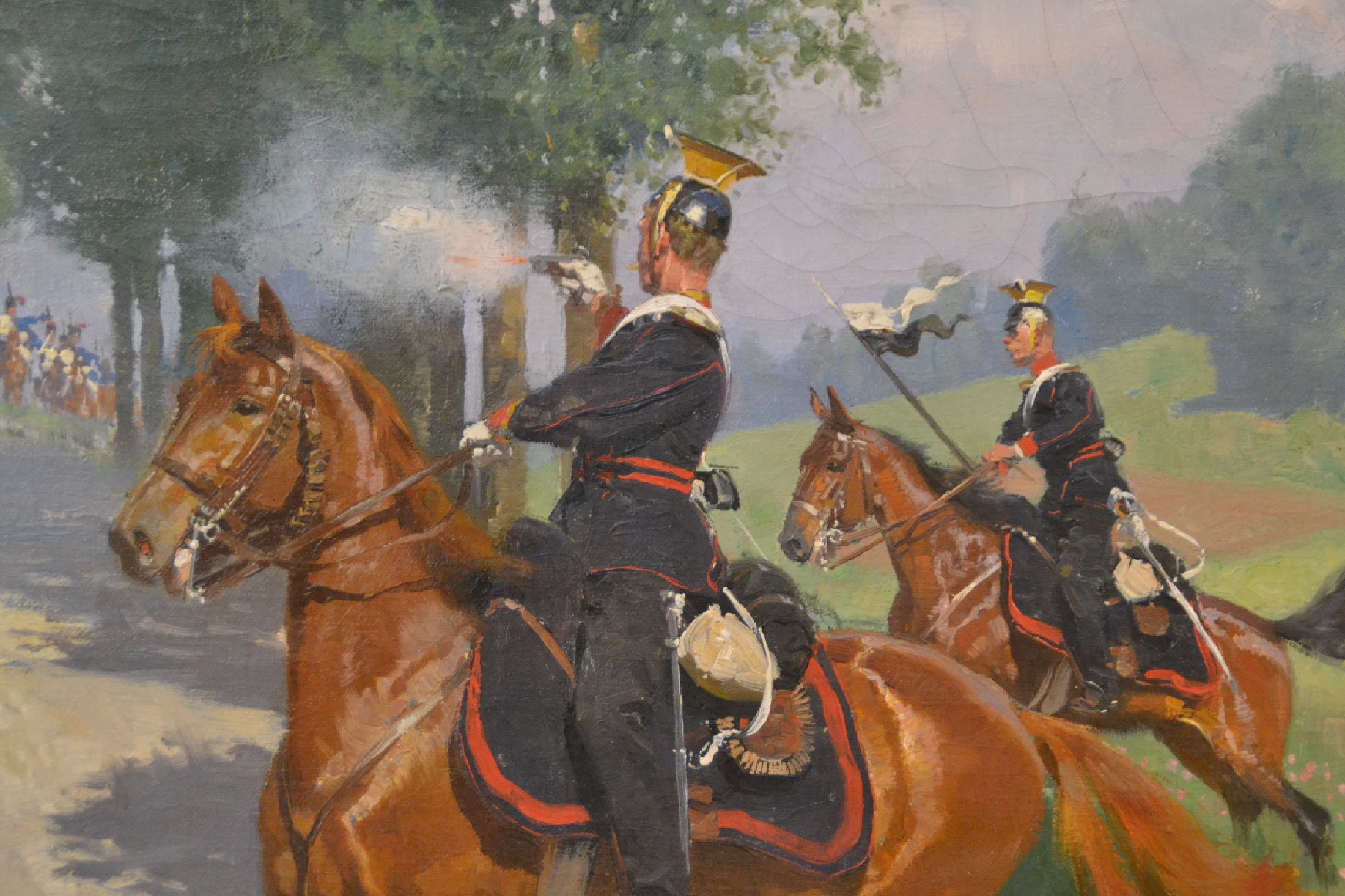 Detail c: Carl Röchling, 1855 Saarbrücken-1920 Berlin, Studium an der Kunstschule Karlsruhe und der Akademie Berlin, reüssierte v.a. in Schlachten- und ...
