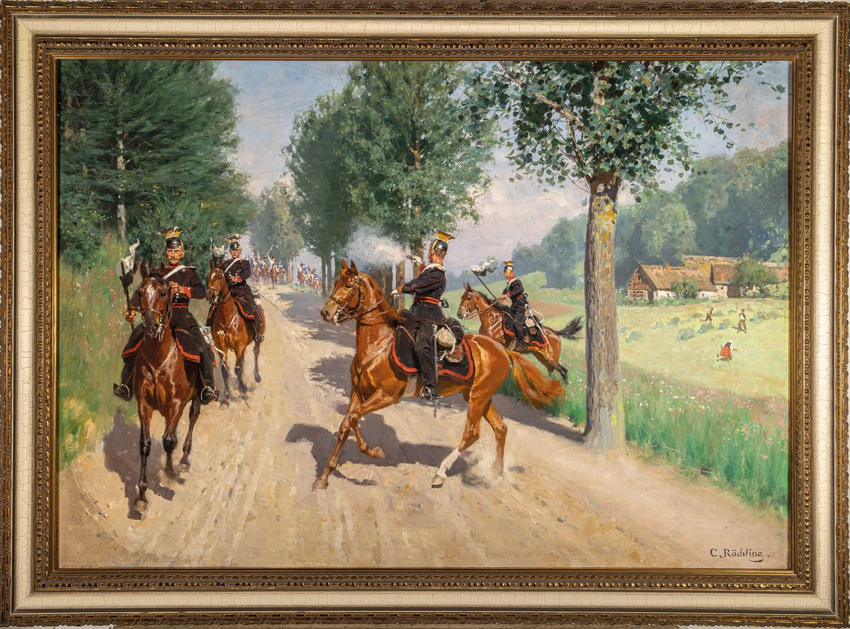 Detail k: Carl Röchling, 1855 Saarbrücken-1920 Berlin, Studium an der Kunstschule Karlsruhe und der Akademie Berlin, reüssierte v.a. in Schlachten- und ...