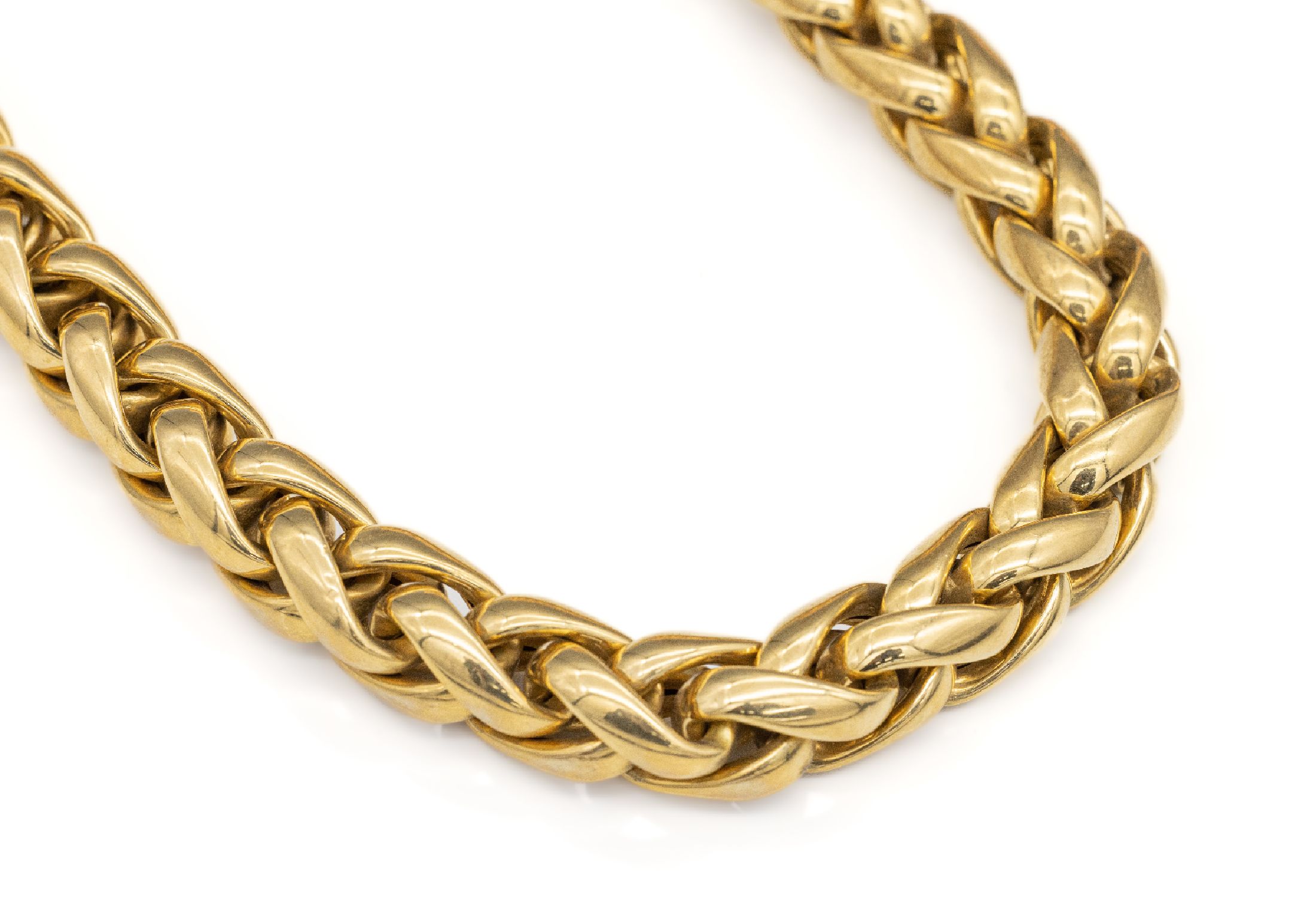18 kt Gold Collier, GG 750/000, halbmassiv,D. ca. 11.5 mm, L. ca. 46 cm, Kastenschloss mit doppelter Sicherheitsacht, schwere qualitätvolle ...