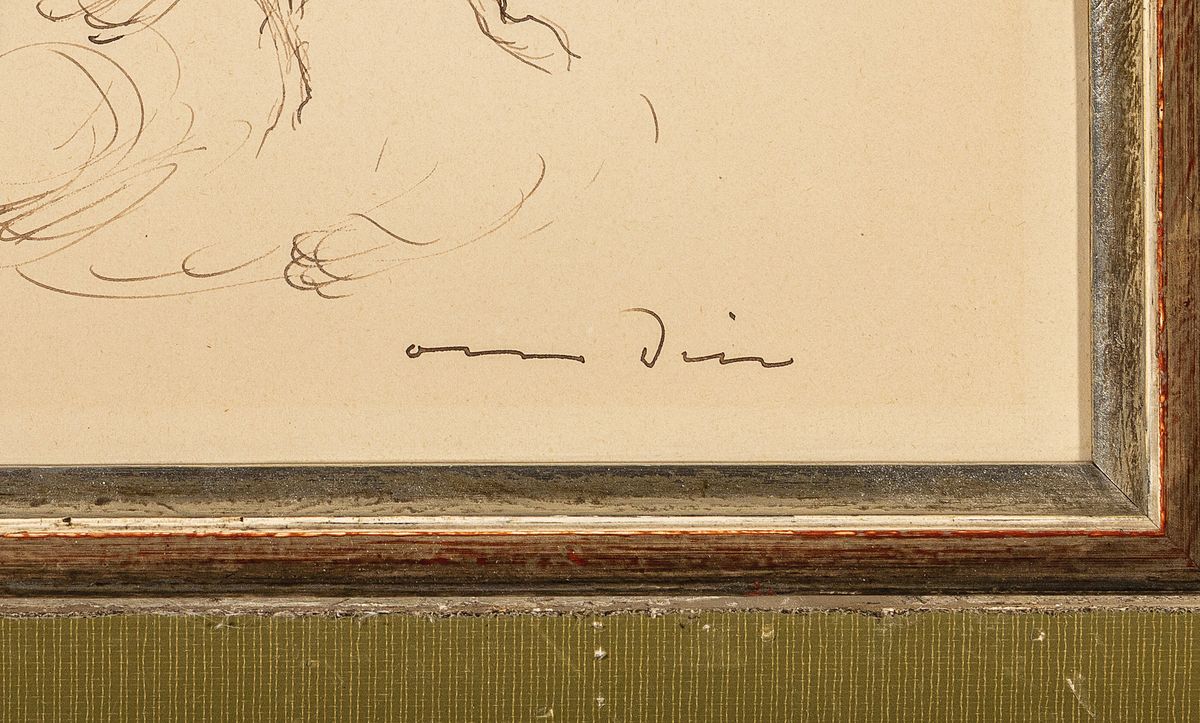 Detail a: Otto Dill, 1884 Neustadt a. d. Weinstraße- 1957 Bad Dürkheim, Beim Pferderennen, Tuschfederzeichnung, rechts unten handsigniert, ca. 28x43cm, ...