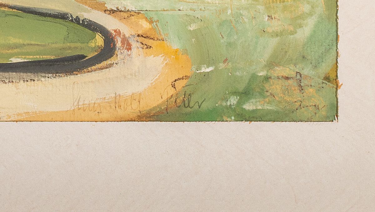 Detail a: Hans Rolf Peter, 1926-2020 Neustadt a. d. Weinstraße, Ansicht aus der Pfalz, evtl. Villa Ludwigshöhe, Gouache auf Papier, rechts unten signiert, ...