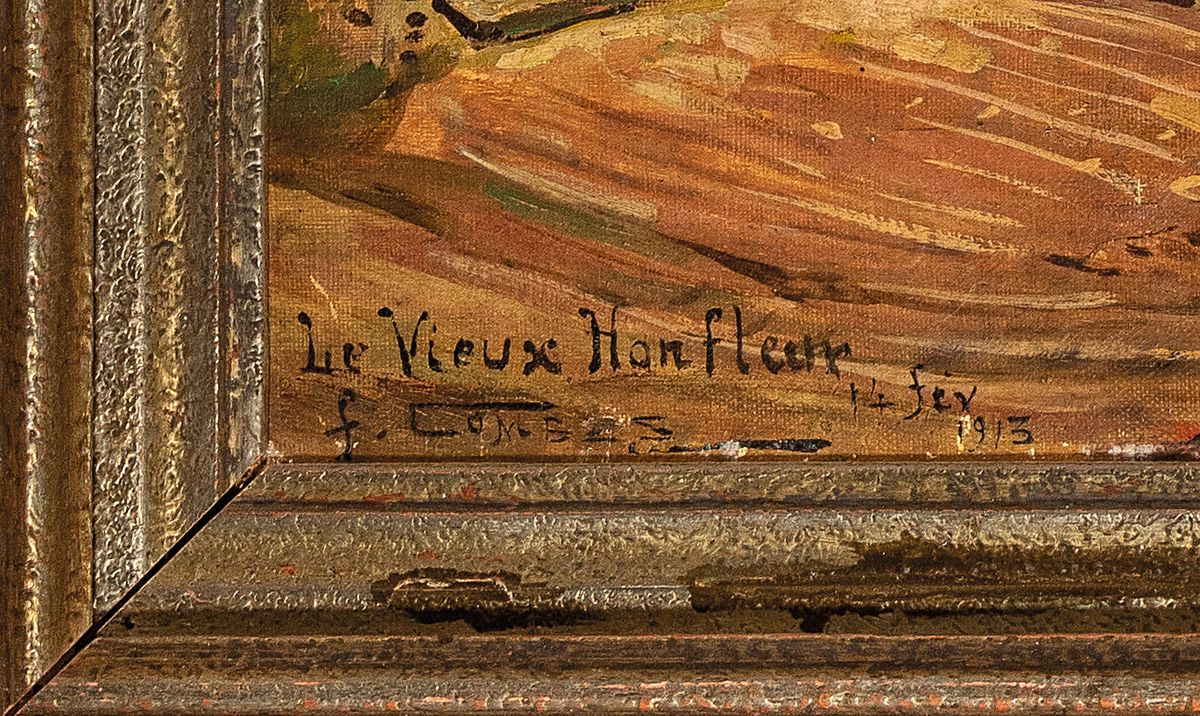 Detail a: Fernand Combes, 1856-1943, Frankreich, Le Vieux Honfleur, Öl/Hartfaser, links unten betitelt, signiert und dat. 1913, ca. 72x53cm, R. ca. 86x68cm