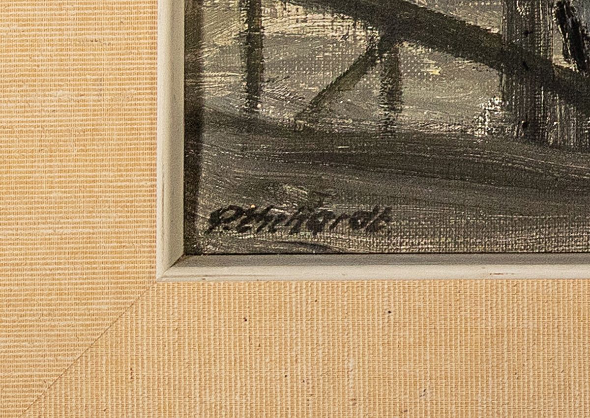 Detail a: Paul Ehrhardt, 1888-1981, Hafen mit ein- und auslaufenden Schiffen, Öl/Lwd, links unten signiert, ca. 64x90cm, R. ca. 75x101cm