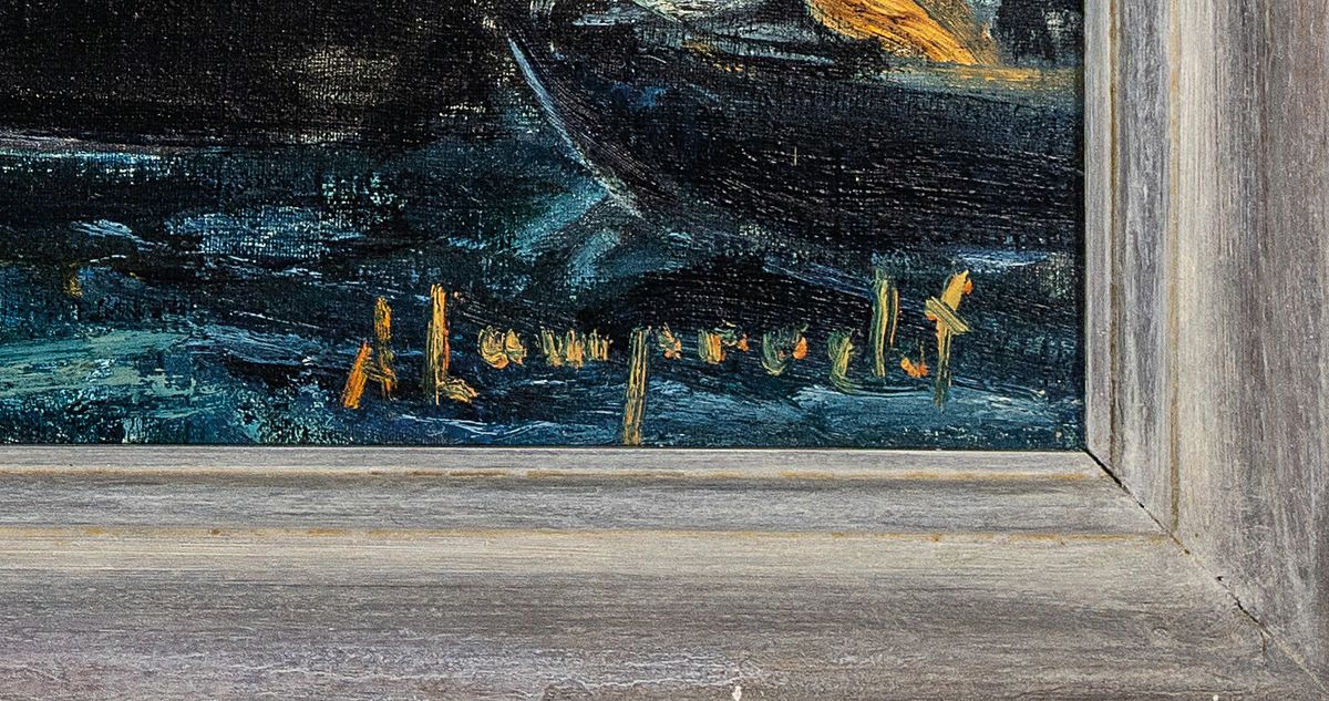 Detail a: Anton Lamprecht, 1901 Allershausen-1984 München, Studium an den Akademien Düsseldorf und München, Mitglied der Neuen Münchener Sezession, ...