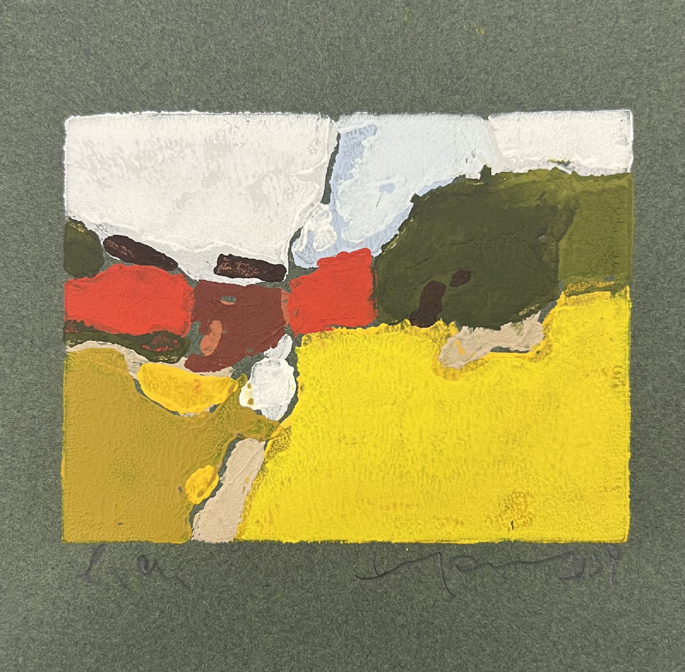 Klaus Fußmann, geb. 1938 Velbert, Linolschnitt, "Landschaft mit Raps", sign., dat. 2009, num. e.a., ca. 15x15 cm