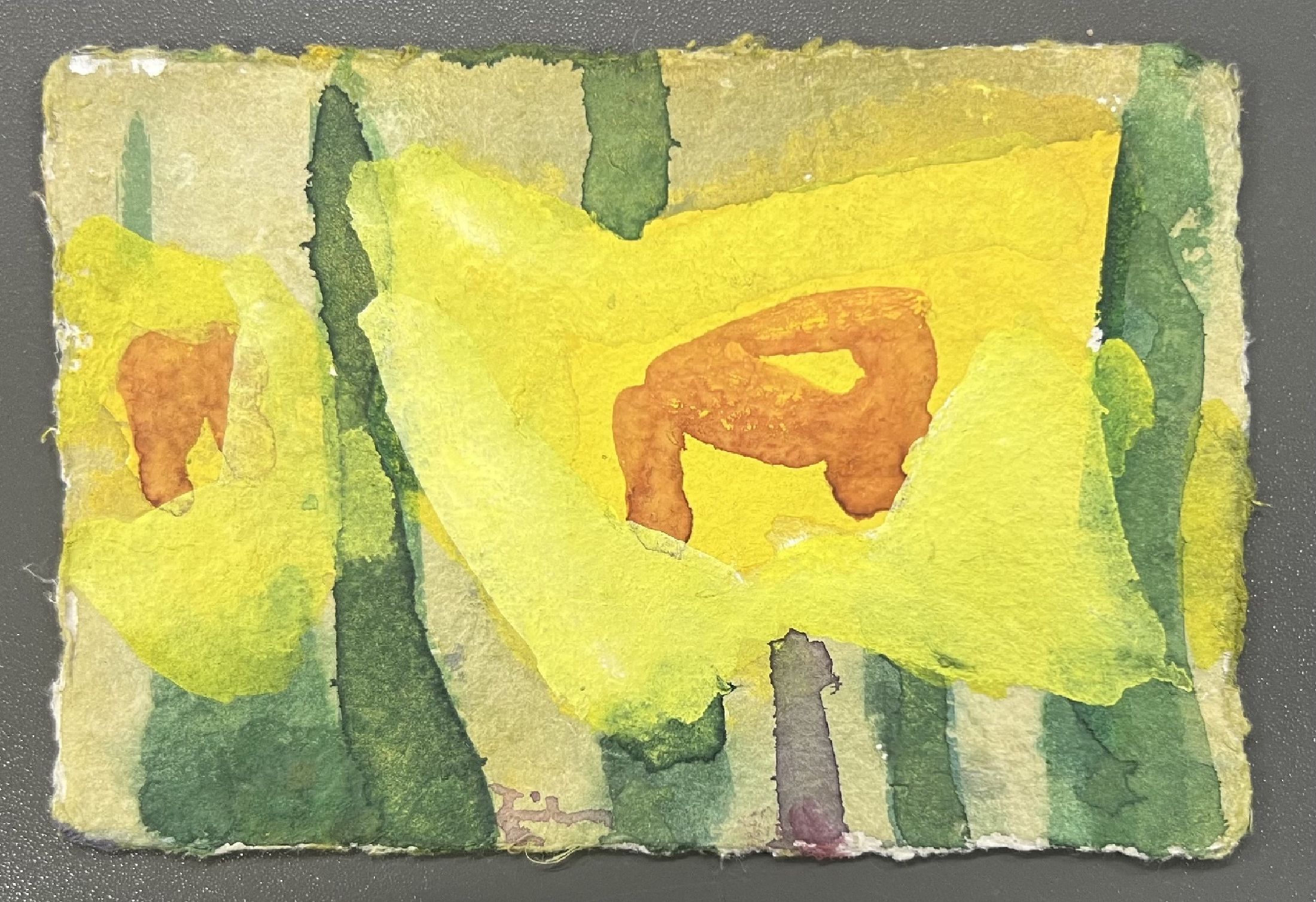 Klaus Fußmann, geb. 1938 Velbert, "Osterglocken", Aquarell, verso sign., ca. 10x15 cm