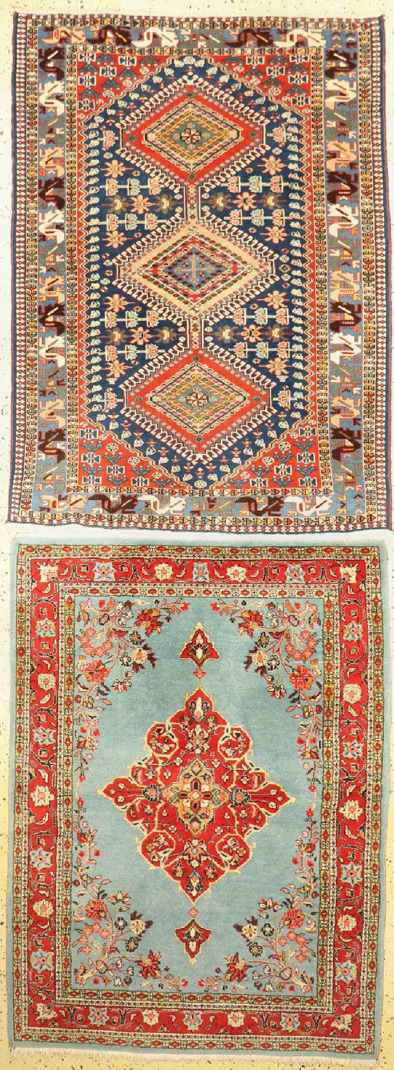 2 persische Brücken, Persien, ca. 60 Jahre,Wolle auf Baumwolle, ca. 155 x 110 cm, EHZ: 2 Sarogh & Yalameh