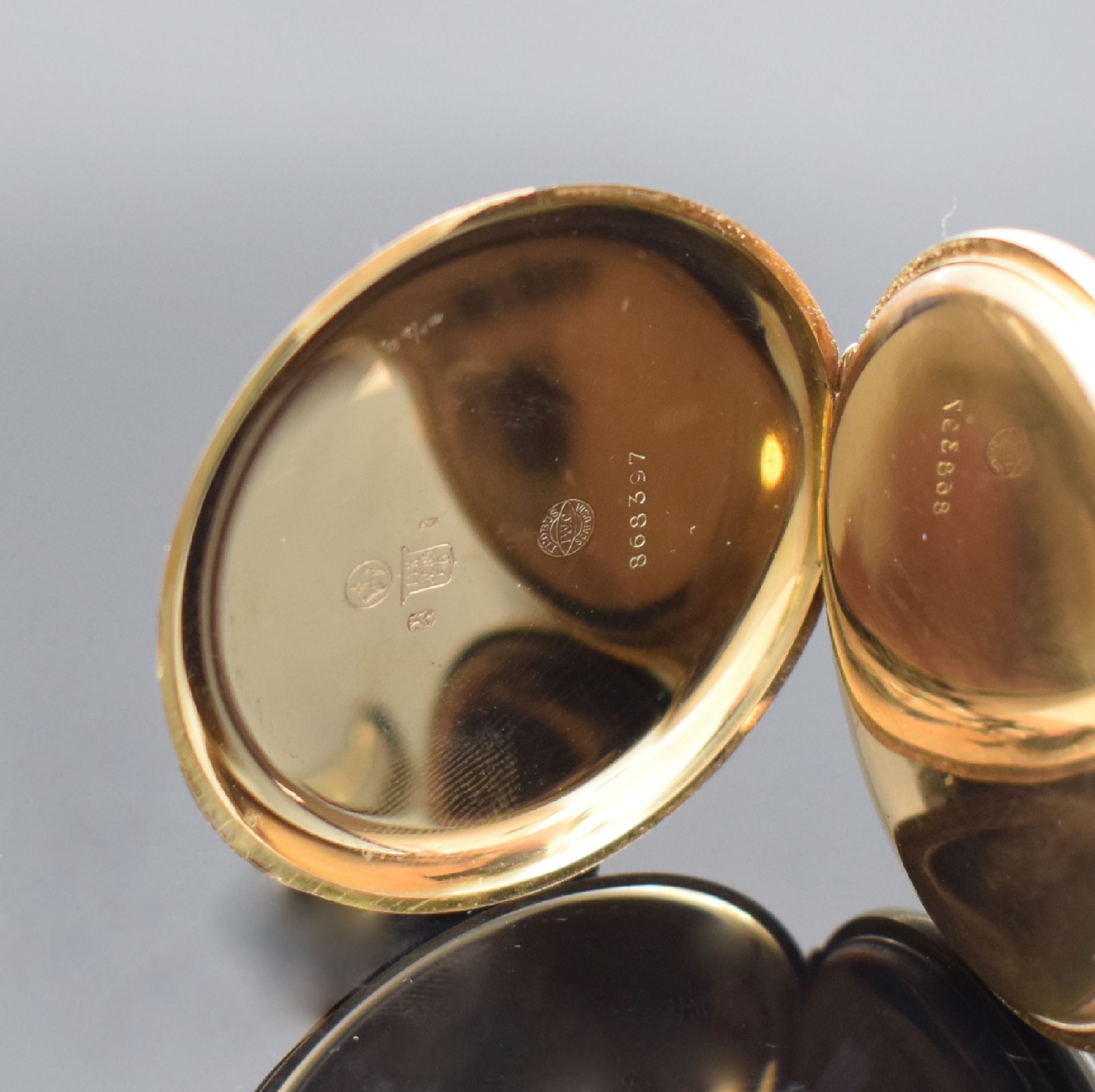 Detail b: IWC Herrentaschenuhr Kaliber 73 in GG 585/000, Schweiz um 1926, glattes Geh., gold. Zifferbl. bez. "Chronomètre International Watch Co", ...