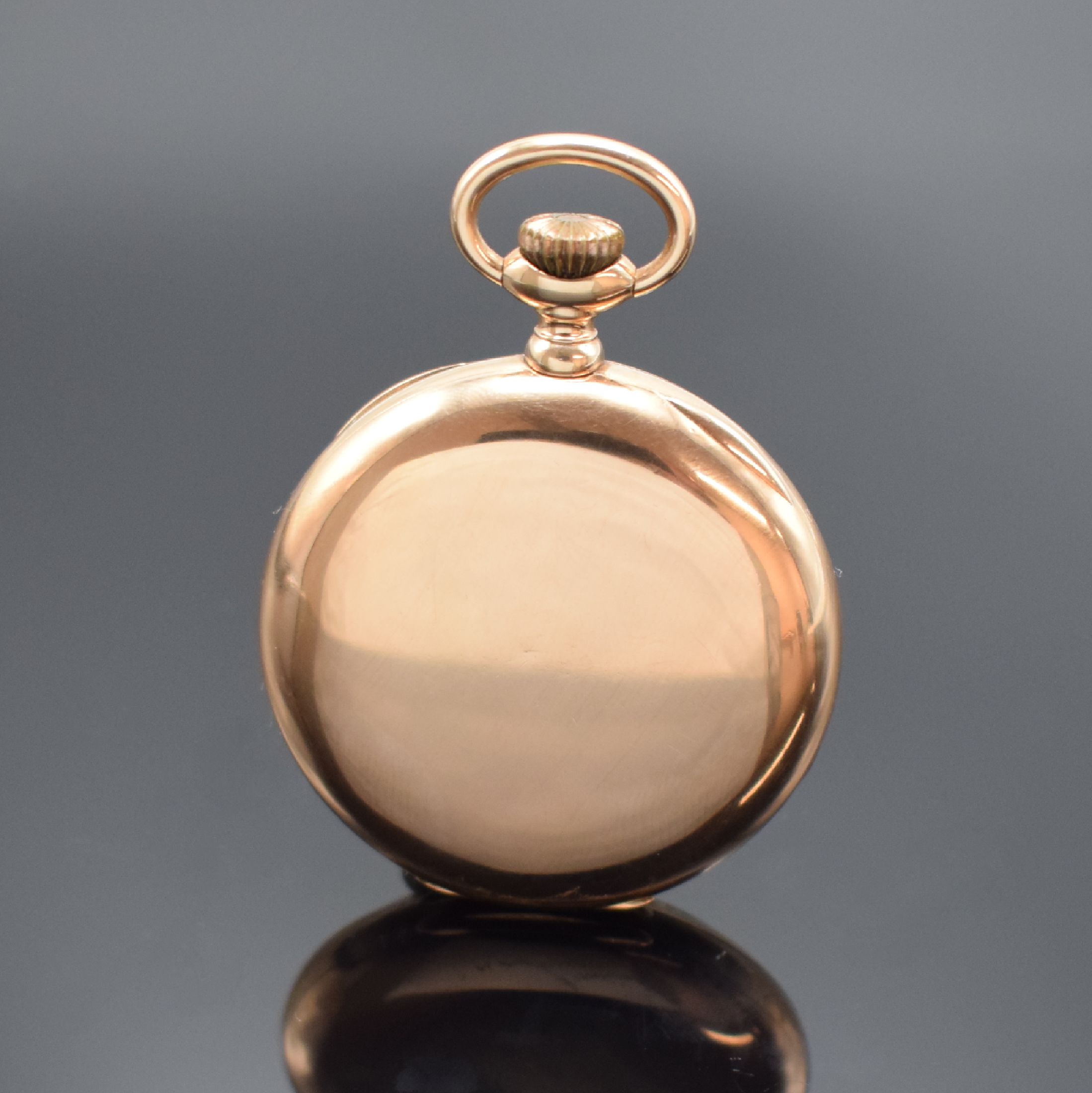 Detail a: C. H. MEYLAN Brassus offene Taschenuhr in RG 585/000, Schweiz f. USA um 1900, glattes Geh., 2-tlg. Rähmchen-Emailzifferbl., arab. Zahlen, rote ...