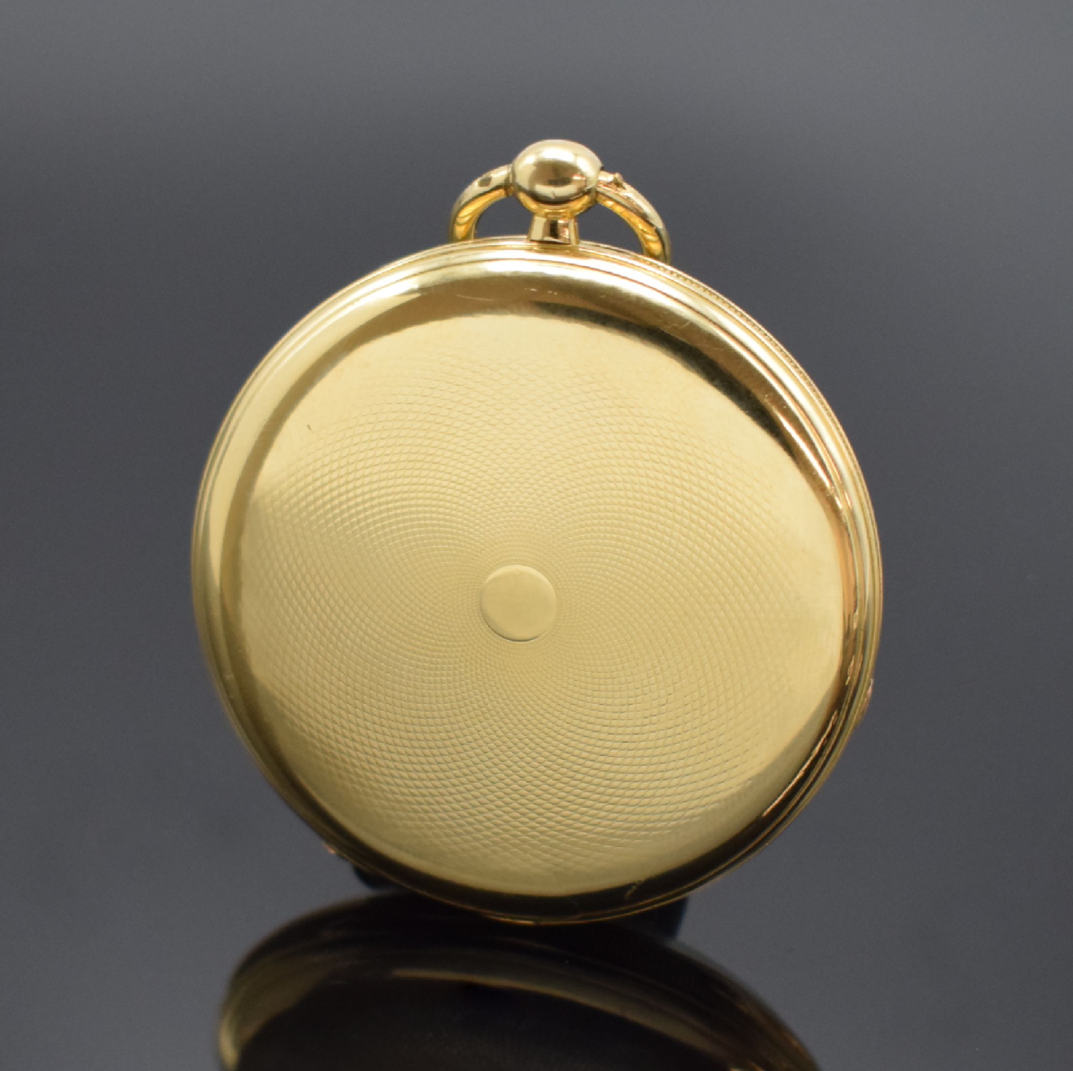 Detail a: PERUSSET Eleve de Breguet offene Taschenuhr mit Duplexhemmung in GG 750/000, Schweiz um 1850, Schlüsselaufzug, flaches 2-Deckel Goldgehäuse mit ...