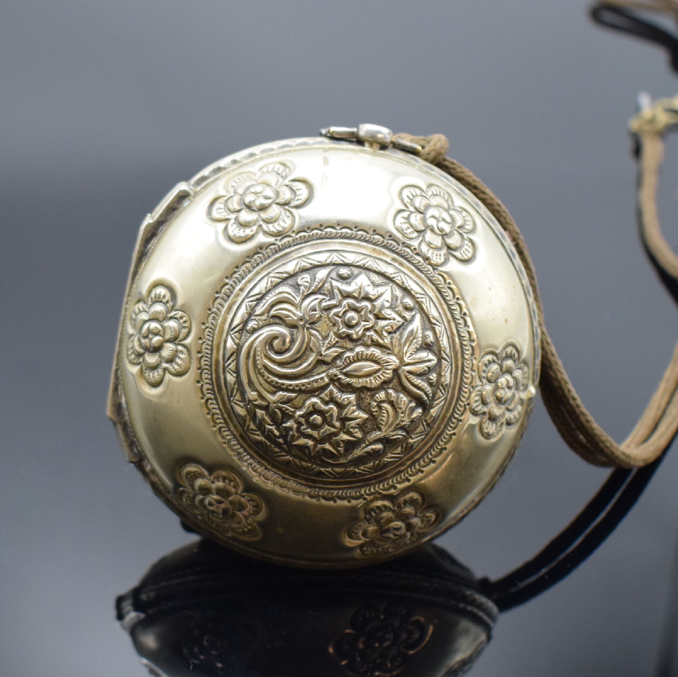 Detail a: G. PRIOR große 4 Gehäuse Spindeltaschenuhr, England für den osmanischen Markt um 1820, Schlüsselaufzug, glattes Geh. und Übergeh. in Silber ...