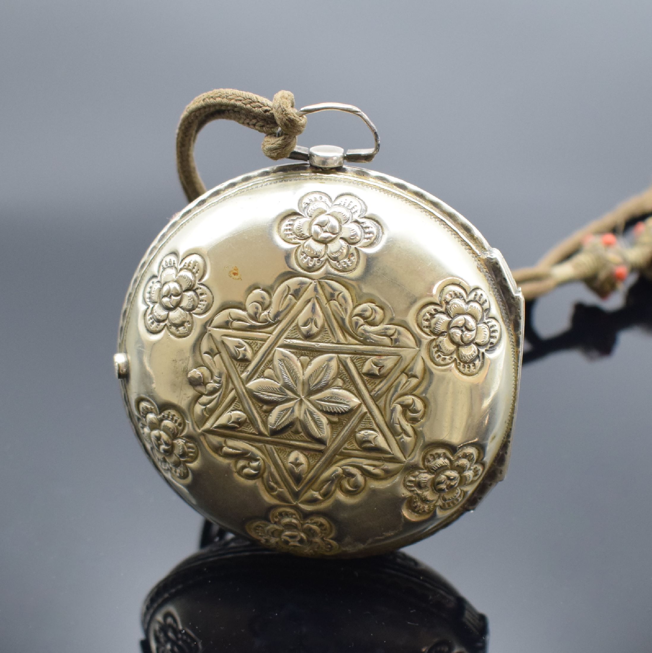 Detail b: G. PRIOR große 4 Gehäuse Spindeltaschenuhr, England für den osmanischen Markt um 1820, Schlüsselaufzug, glattes Geh. und Übergeh. in Silber ...