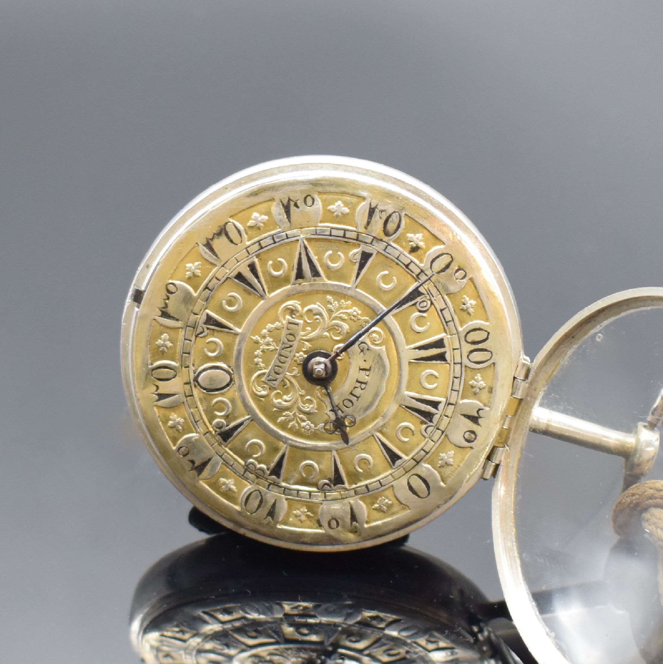 Detail g: G. PRIOR große 4 Gehäuse Spindeltaschenuhr, England für den osmanischen Markt um 1820, Schlüsselaufzug, glattes Geh. und Übergeh. in Silber ...