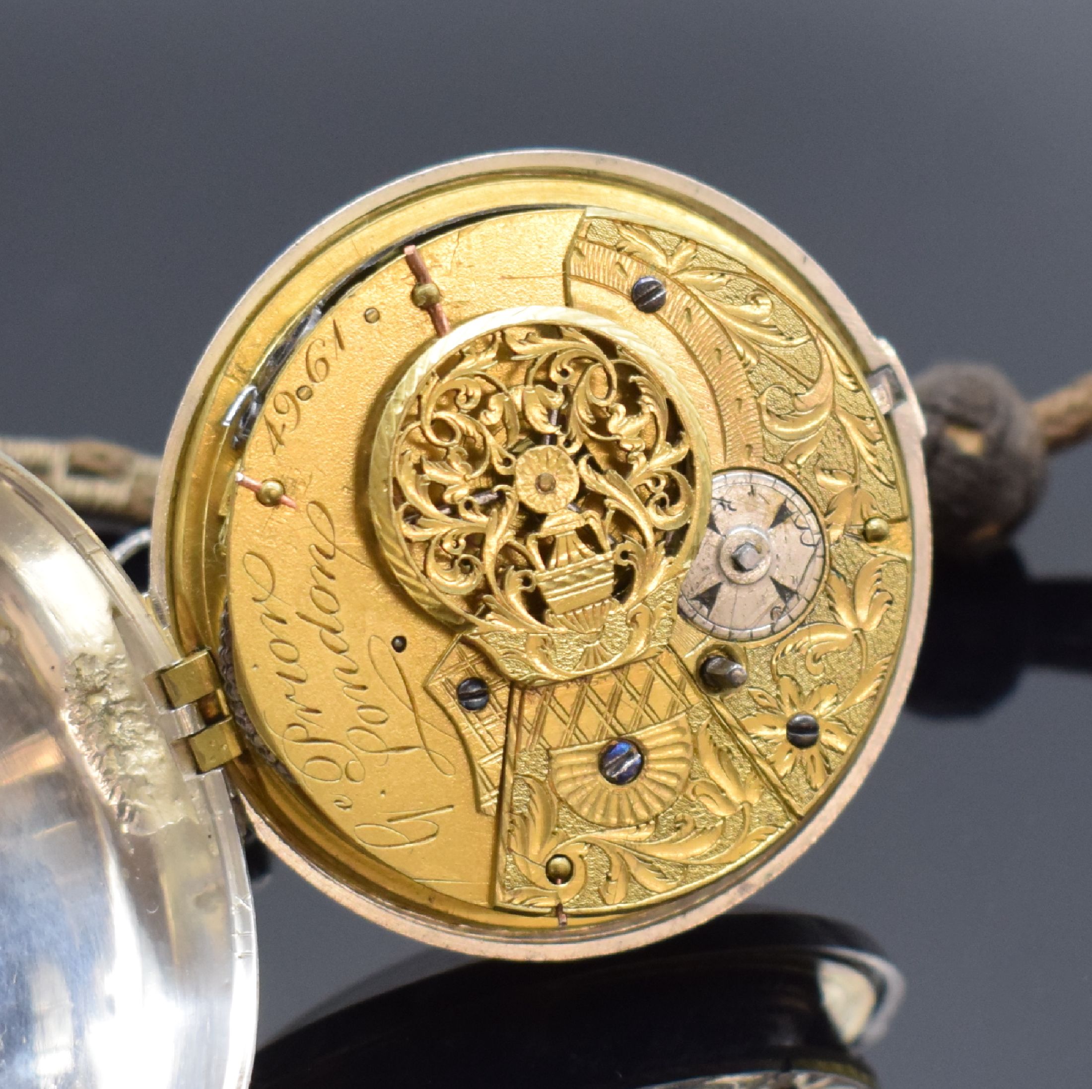 Detail i: G. PRIOR große 4 Gehäuse Spindeltaschenuhr, England für den osmanischen Markt um 1820, Schlüsselaufzug, glattes Geh. und Übergeh. in Silber ...