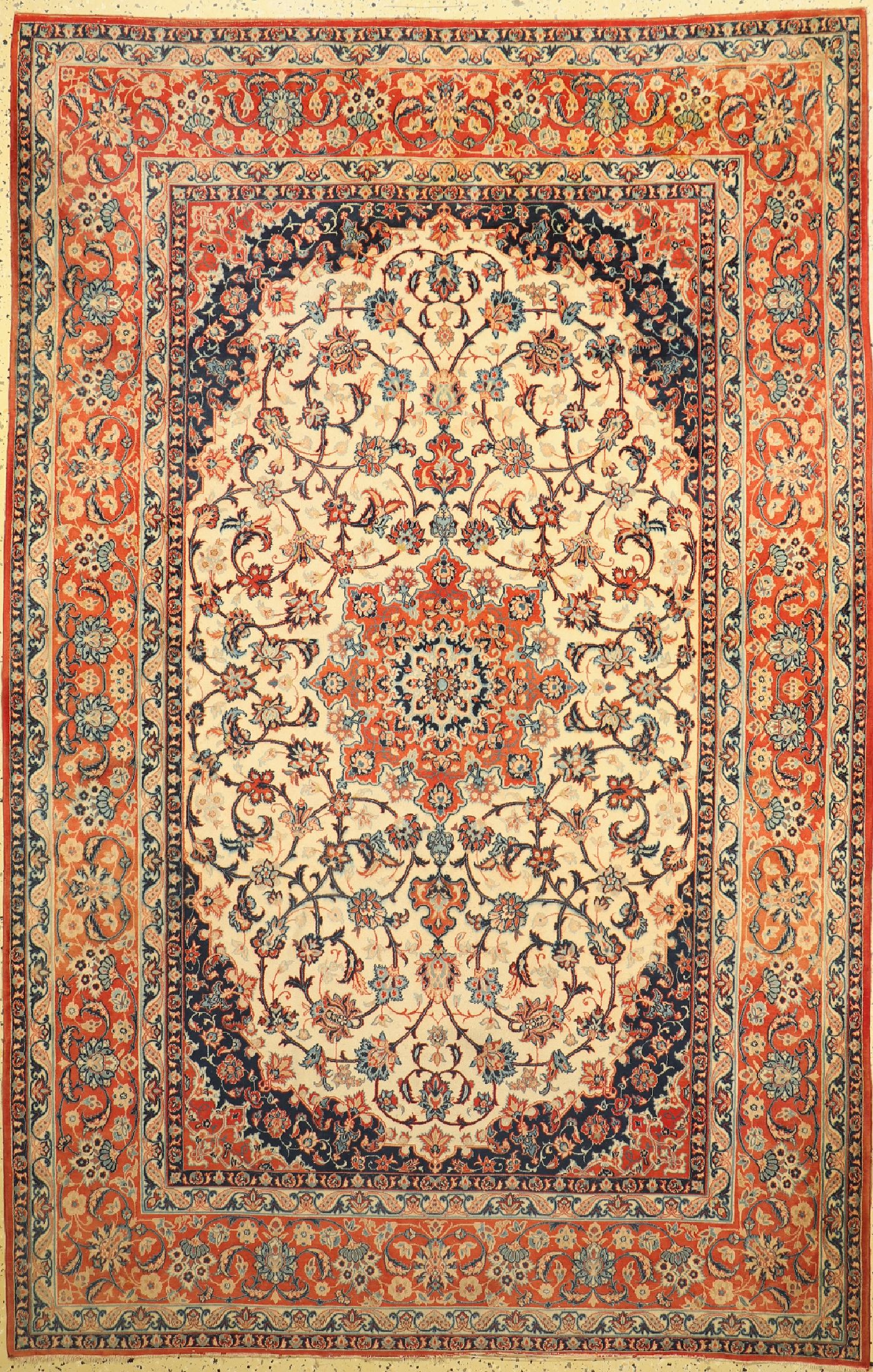 Esfahan fein, Persien, um 1960, Korkwolle, ca. 235 x 155 cm, ca. 1,0 Mio. Kn/qm, EHZ: 2 (Morsch)