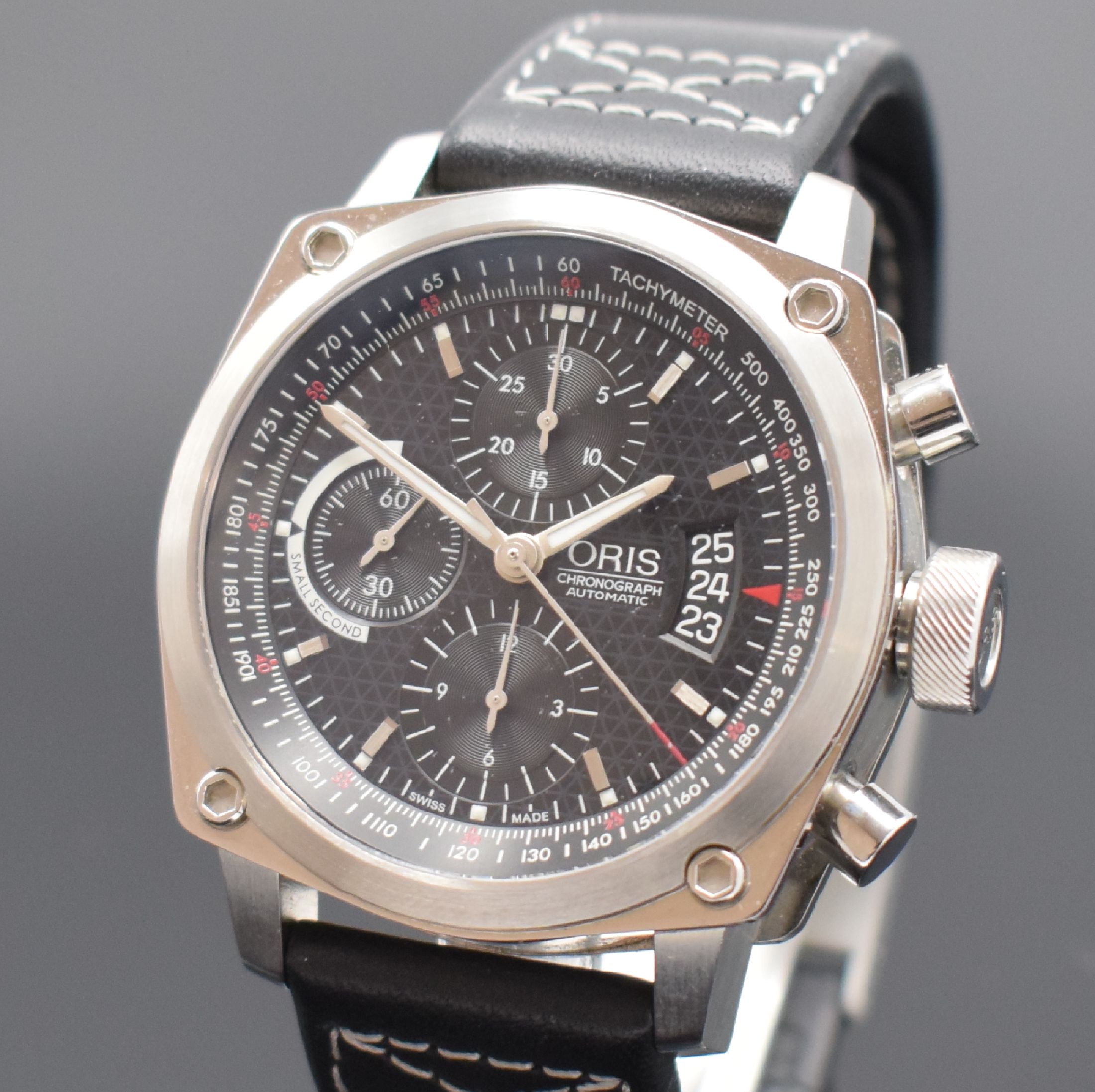 Detail a: ORIS BC 4 Herrenchronograph in Stahl Referenz 7616, Schweiz um 2010, Automatik, beids. vergl. Geh., Saphirgl., Boden 4-fach verschr., Krone verschr., ...