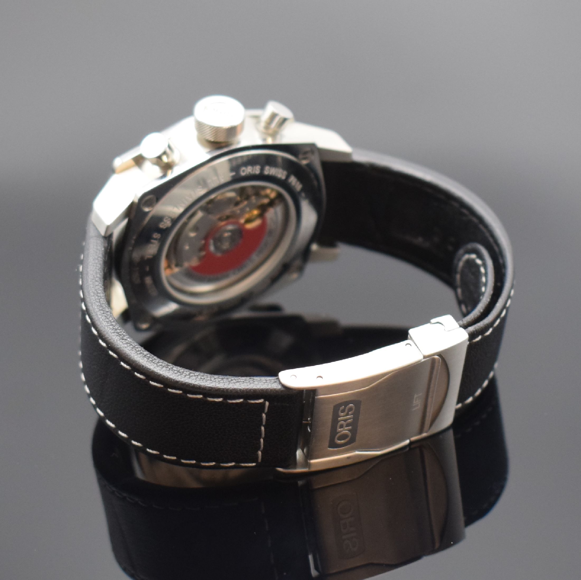 Detail b: ORIS BC 4 Herrenchronograph in Stahl Referenz 7616, Schweiz um 2010, Automatik, beids. vergl. Geh., Saphirgl., Boden 4-fach verschr., Krone verschr., ...