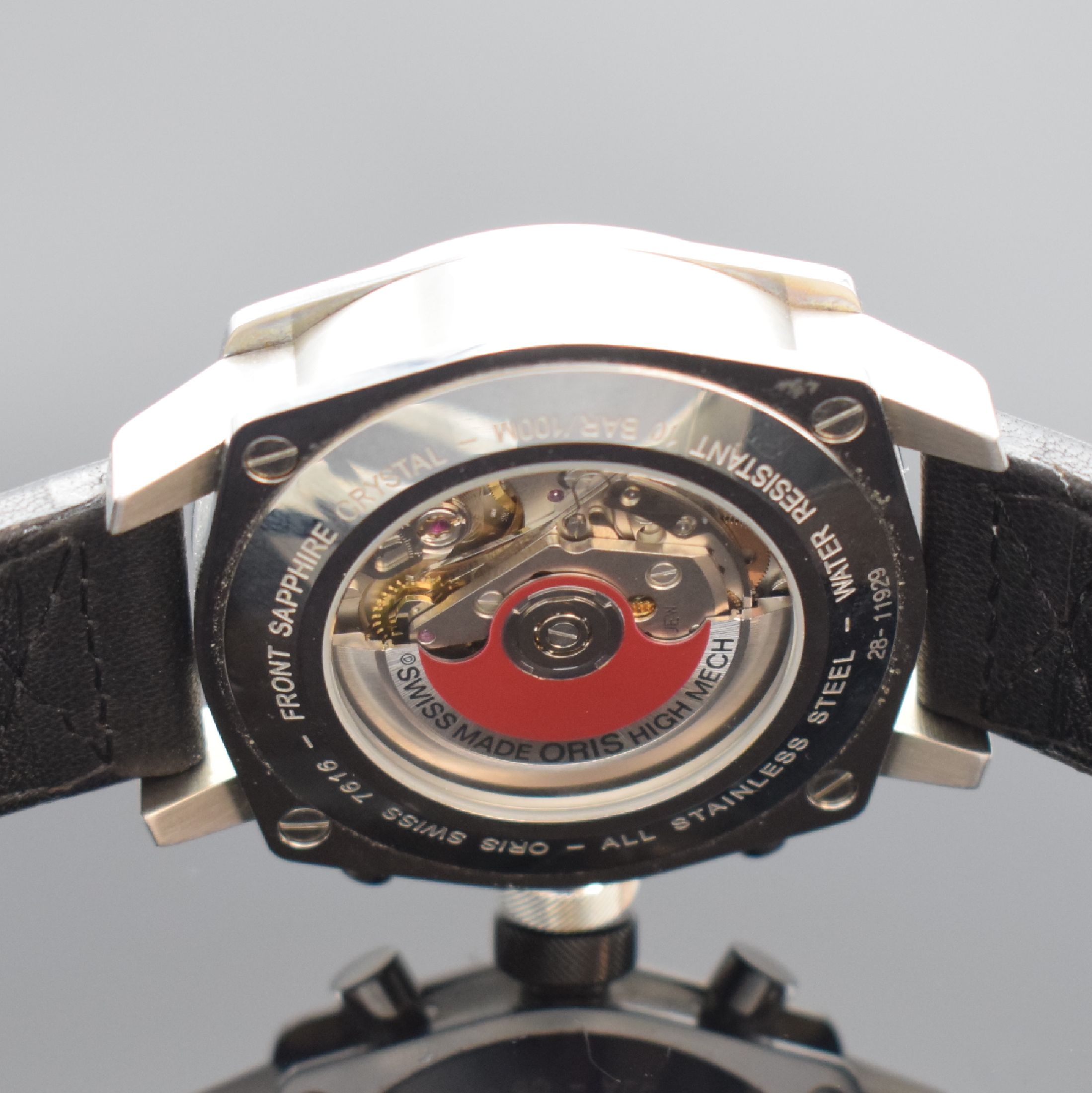 Detail e: ORIS BC 4 Herrenchronograph in Stahl Referenz 7616, Schweiz um 2010, Automatik, beids. vergl. Geh., Saphirgl., Boden 4-fach verschr., Krone verschr., ...