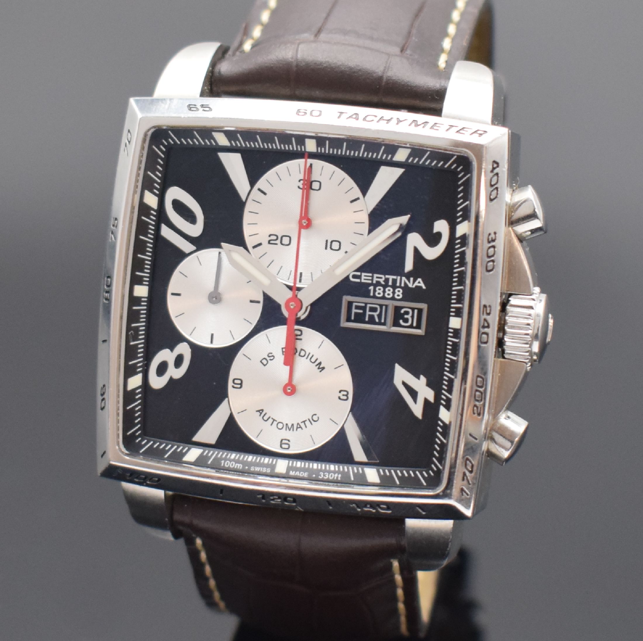 Detail a: CERTINA Armbandchronograph DS Podium in Stahl, Schweiz verk. lt. beil. Pap. 06/2008, Automatik, beids. vergl. Geh. inkl. orig. Lederband m. dopp. ...