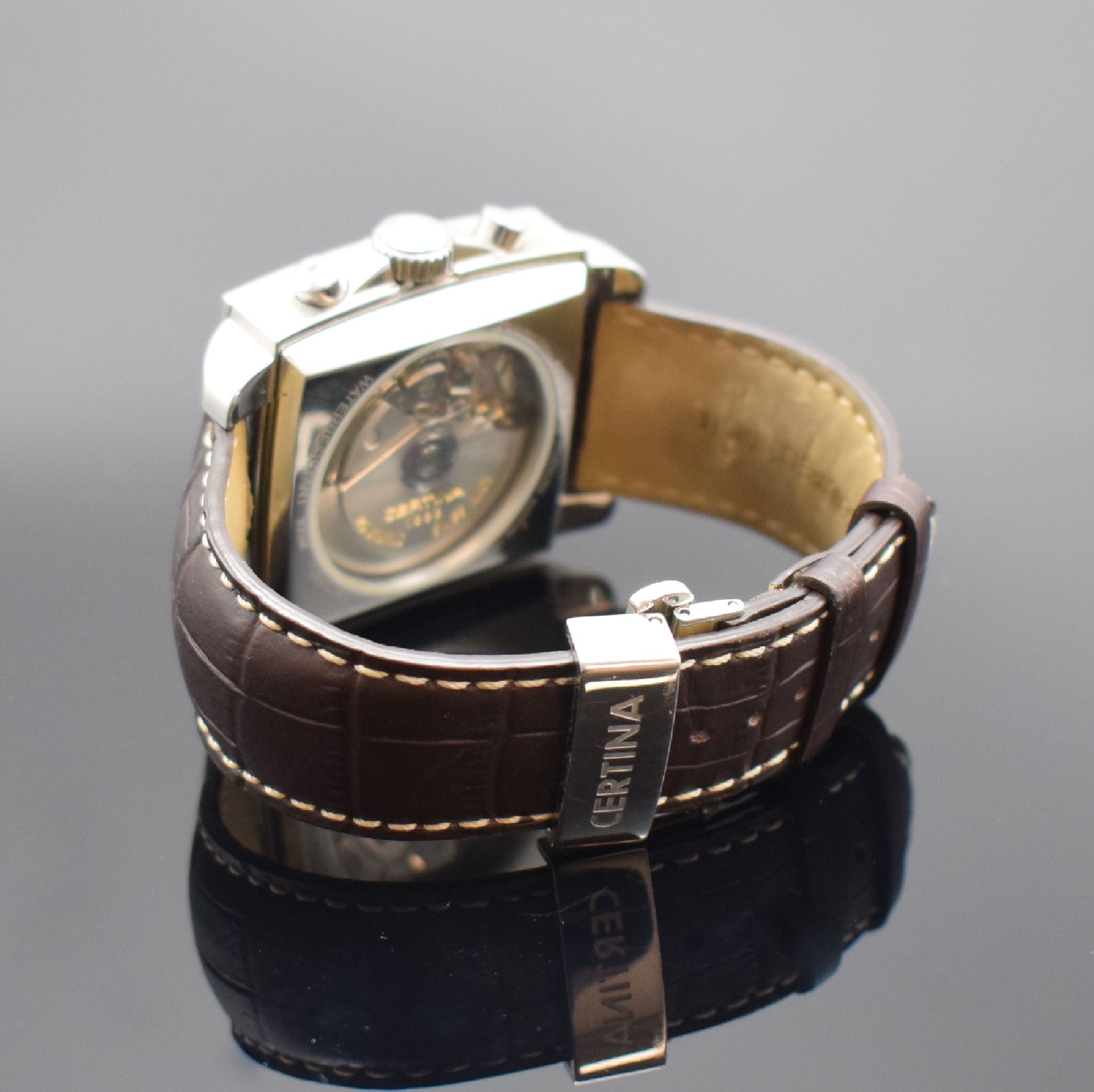 Detail b: CERTINA Armbandchronograph DS Podium in Stahl, Schweiz verk. lt. beil. Pap. 06/2008, Automatik, beids. vergl. Geh. inkl. orig. Lederband m. dopp. ...