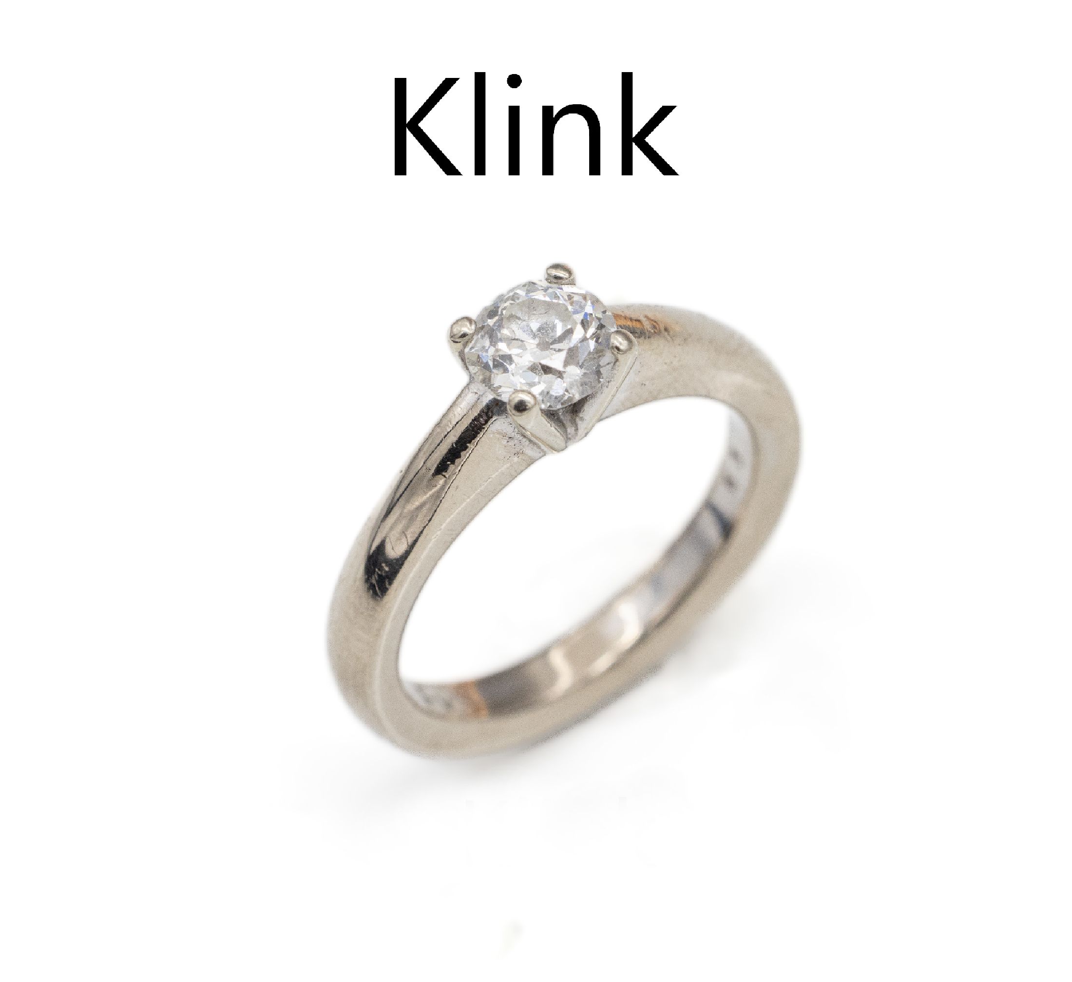 18 kt Gold Diamant-Ring, WG 750/000, Altschliff-Diamant ca. 0.85 ct l.get.Weiß/p1, ca. 8.4 g, RW 54, Einzelanfertigung von Juwelier Klink/Neustadt