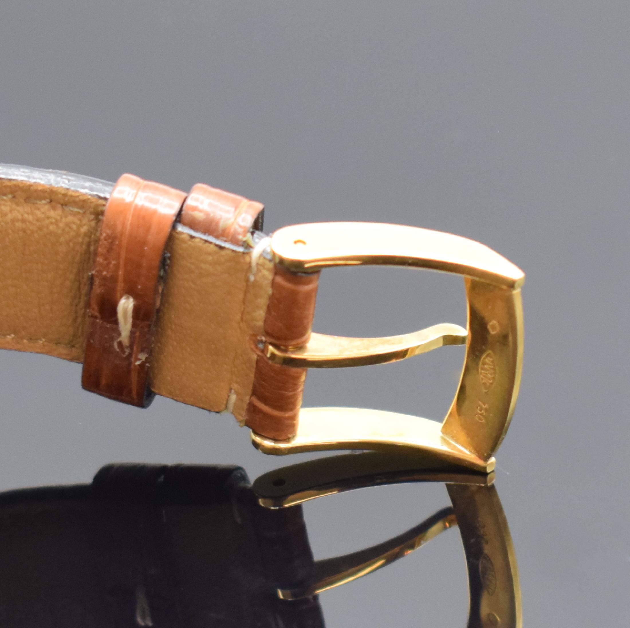 Detail c: ZENITH Elite Herrenarmbanduhr in GG 750/000 Referenz 30.0125.680, Schweiz um 1995, Automatik, beids. vergl. Geh., Boden aufgedr., orig. Lederband m. ...