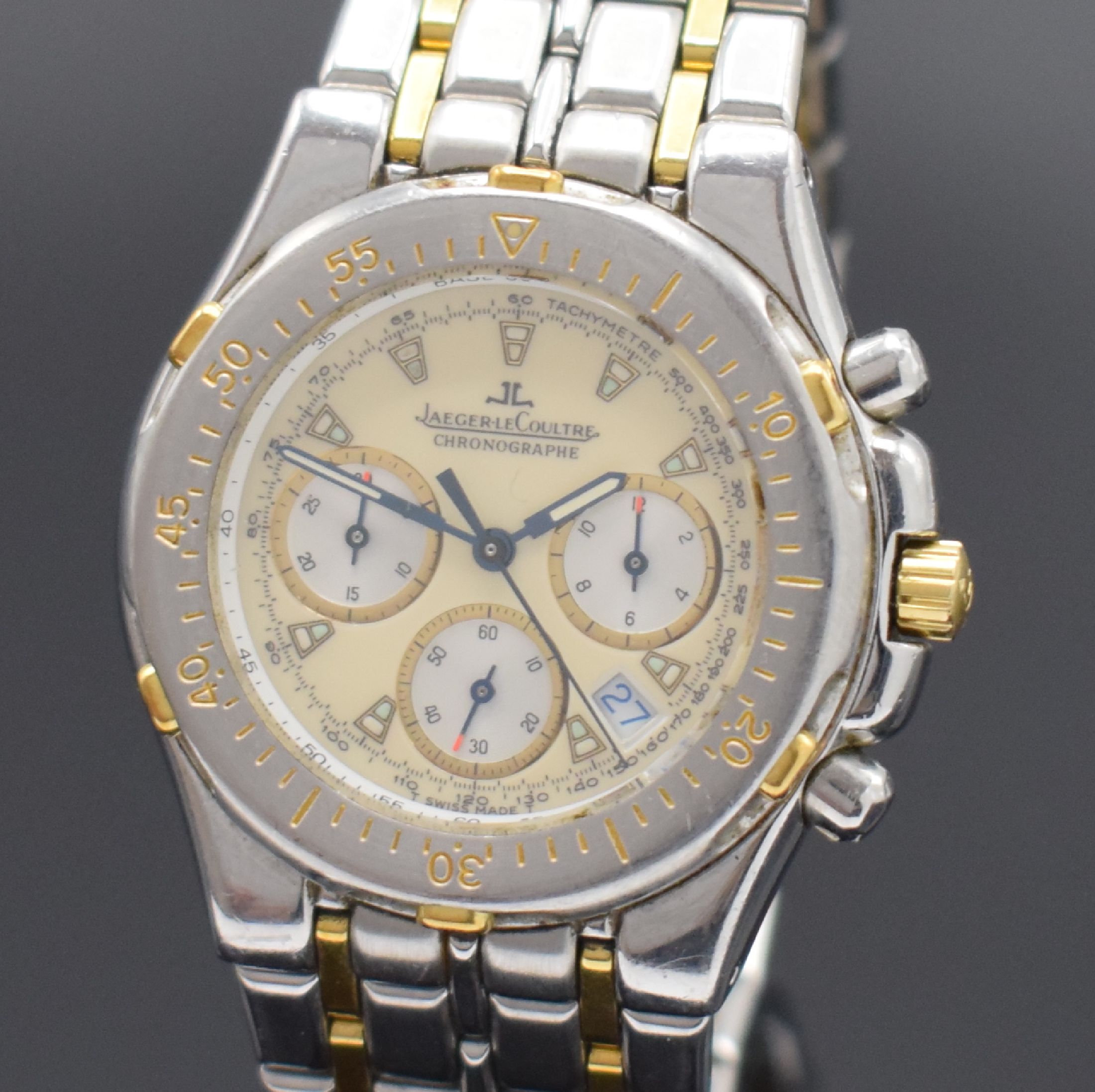 Detail a: Jaeger-LeCoultre Armbandchronograph Modell Kryos Referenz 305.5.31, Schweiz um 1990, quarz, Edelstahl/Gold inkl. orig. Gliederband m. orig. dopp. ...