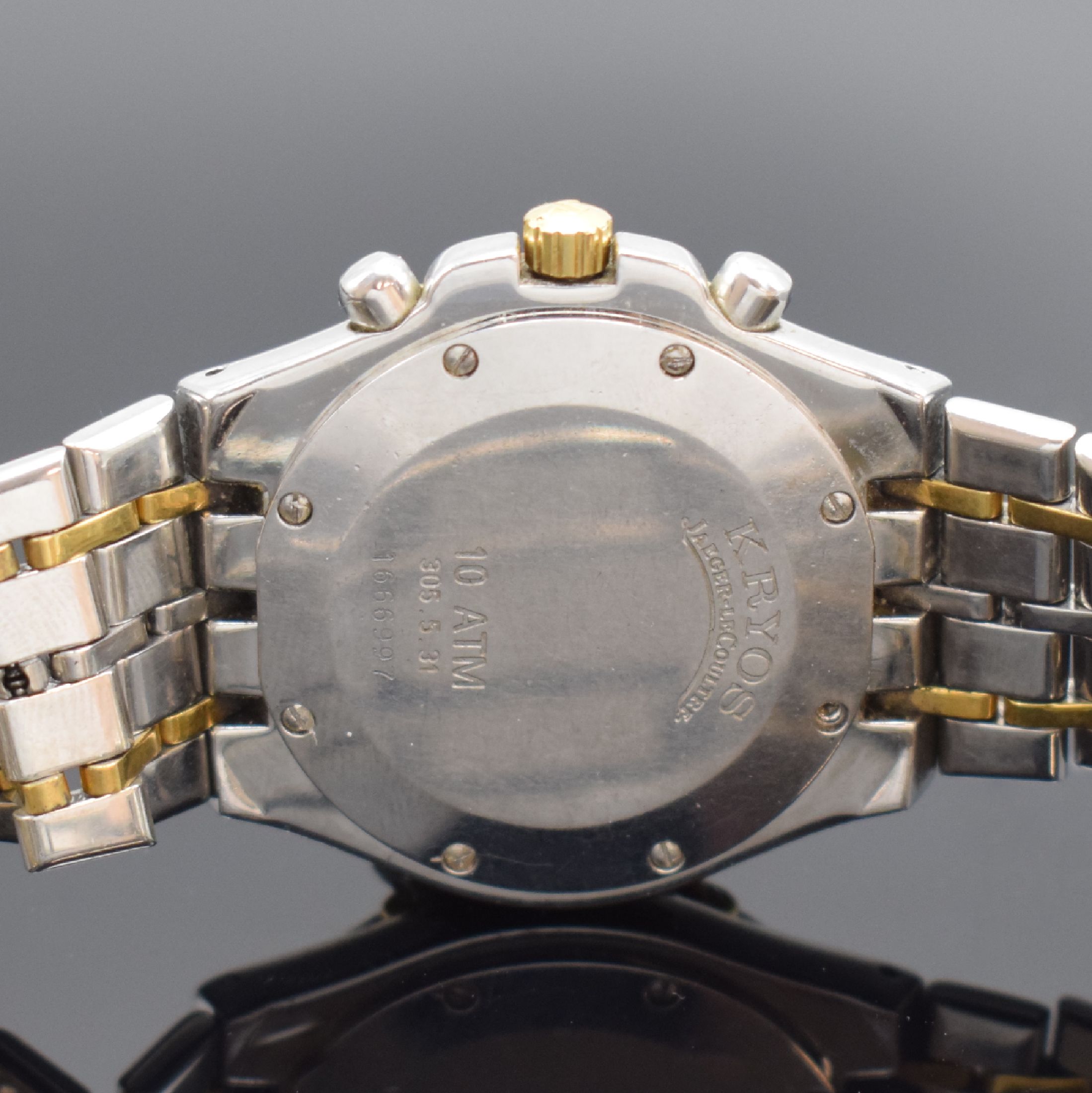 Detail d: Jaeger-LeCoultre Armbandchronograph Modell Kryos Referenz 305.5.31, Schweiz um 1990, quarz, Edelstahl/Gold inkl. orig. Gliederband m. orig. dopp. ...