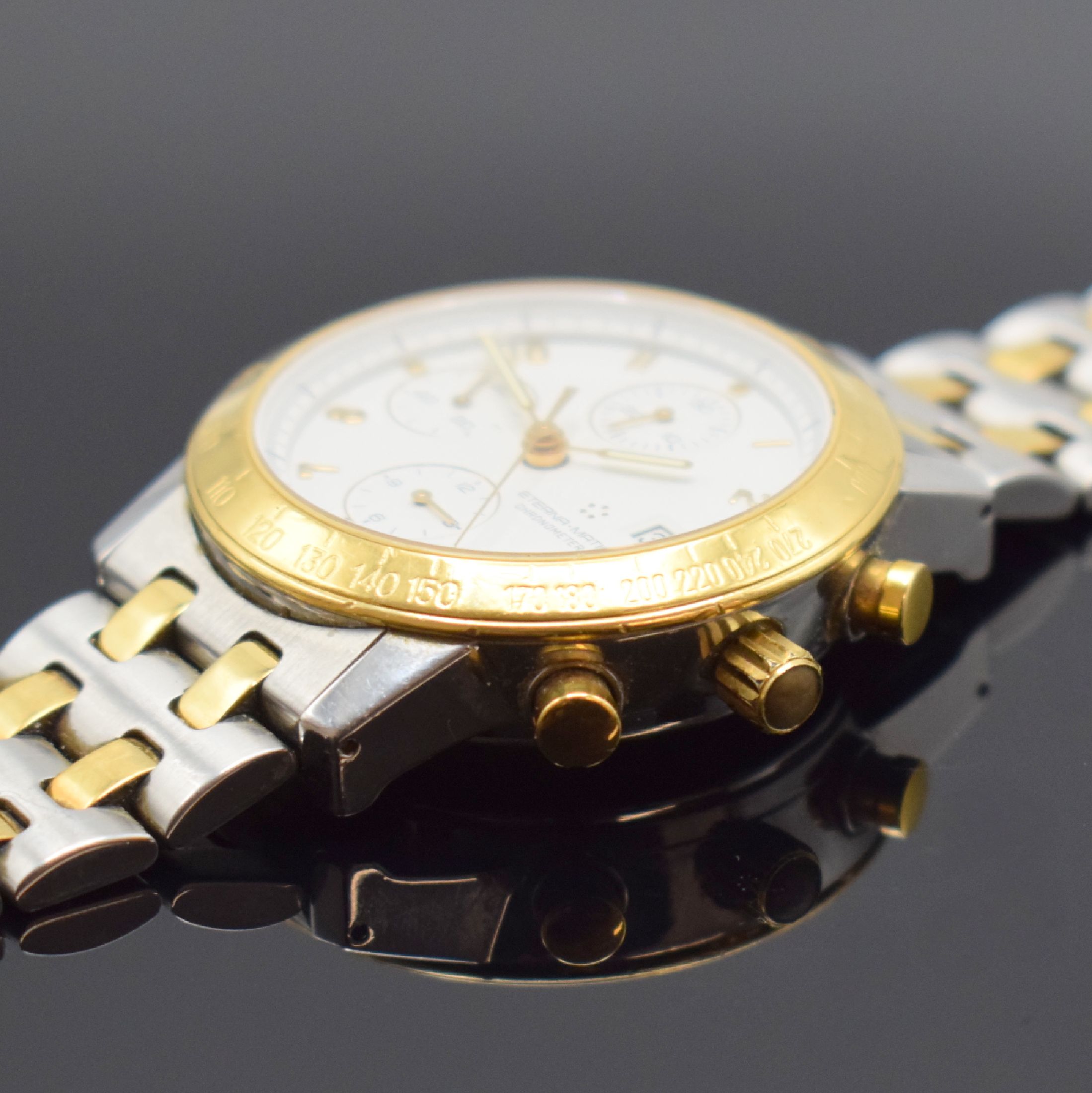 Detail c: ETERNA-MATIC Kontiki Chronometer Herrenarmbanduhr in Stahl/Gold, Schweiz um 2000, Automatik, Krone verschr., Boden aufgedr., orig. Gliederband m. ...