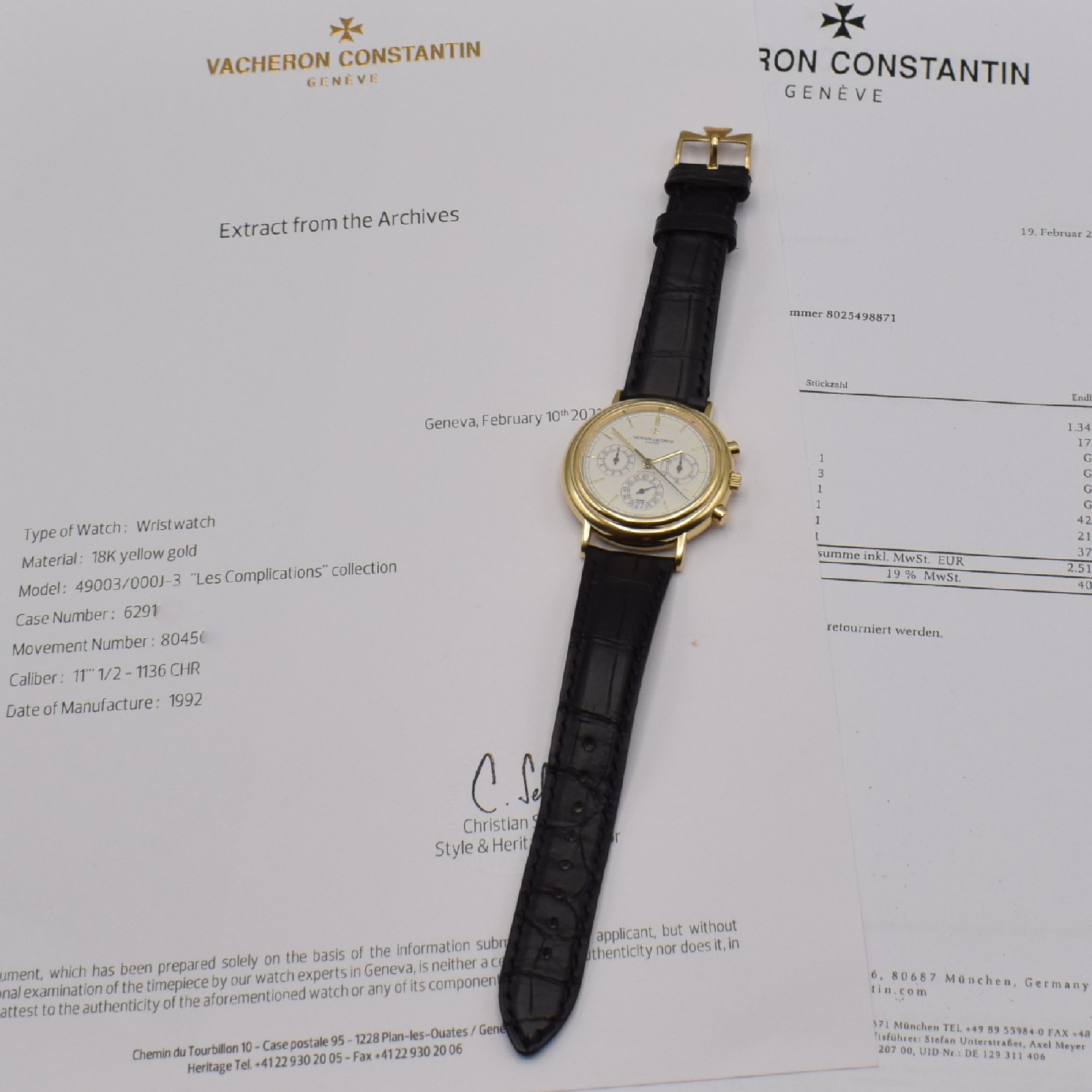 Detail j: VACHERON & CONSTANTIN Armbandchronograph aus der "Les Complications" Kollektion in GG 750/000, Automatik, 2-teil. Geh. inkl. orig. ...