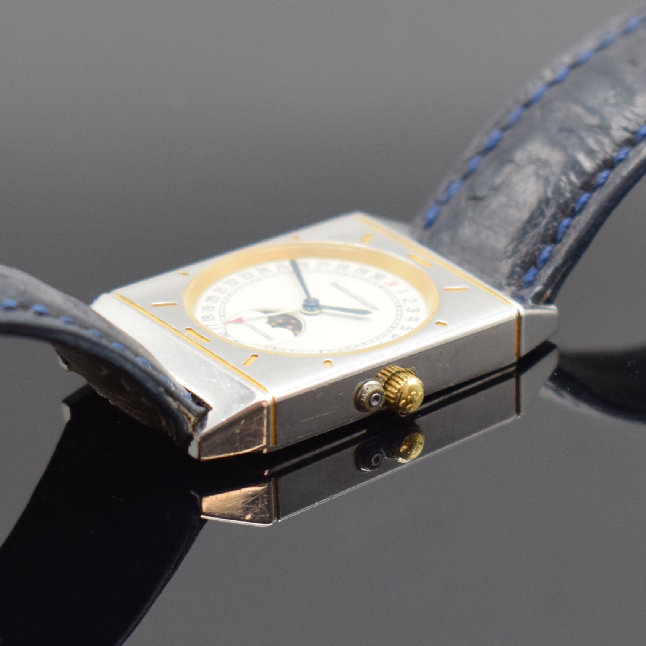 Detail c: Jaeger-LeCoultre Armbanduhr Referenz 400.6.20, Schweiz um 1990, nach Vorbild aus den 1950er Jahren, quarz, Edelstahlgeh., Boden 4-fach verschr., ...