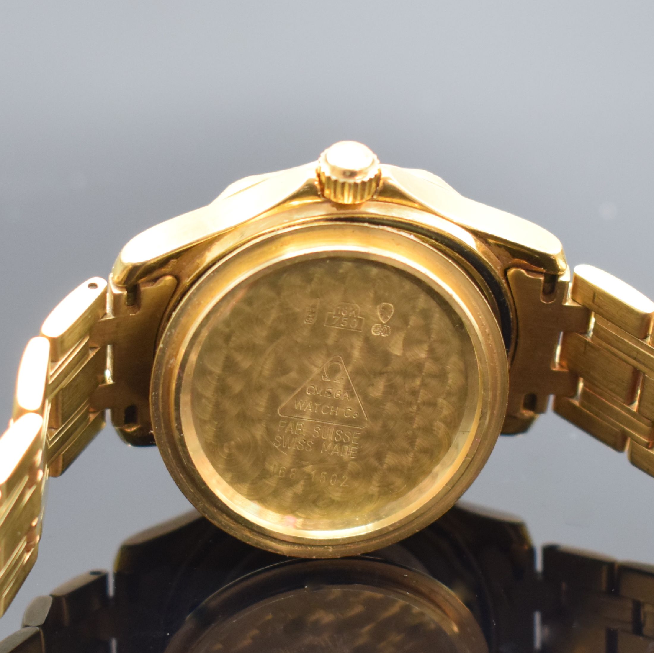 Detail j: OMEGA Herrenarmbanduhr Seamaster Professional Chronometer in GG 750/000 Referenz 168.1502, Schweiz um 1995, Automatik, Boden & Krone verschr., ...