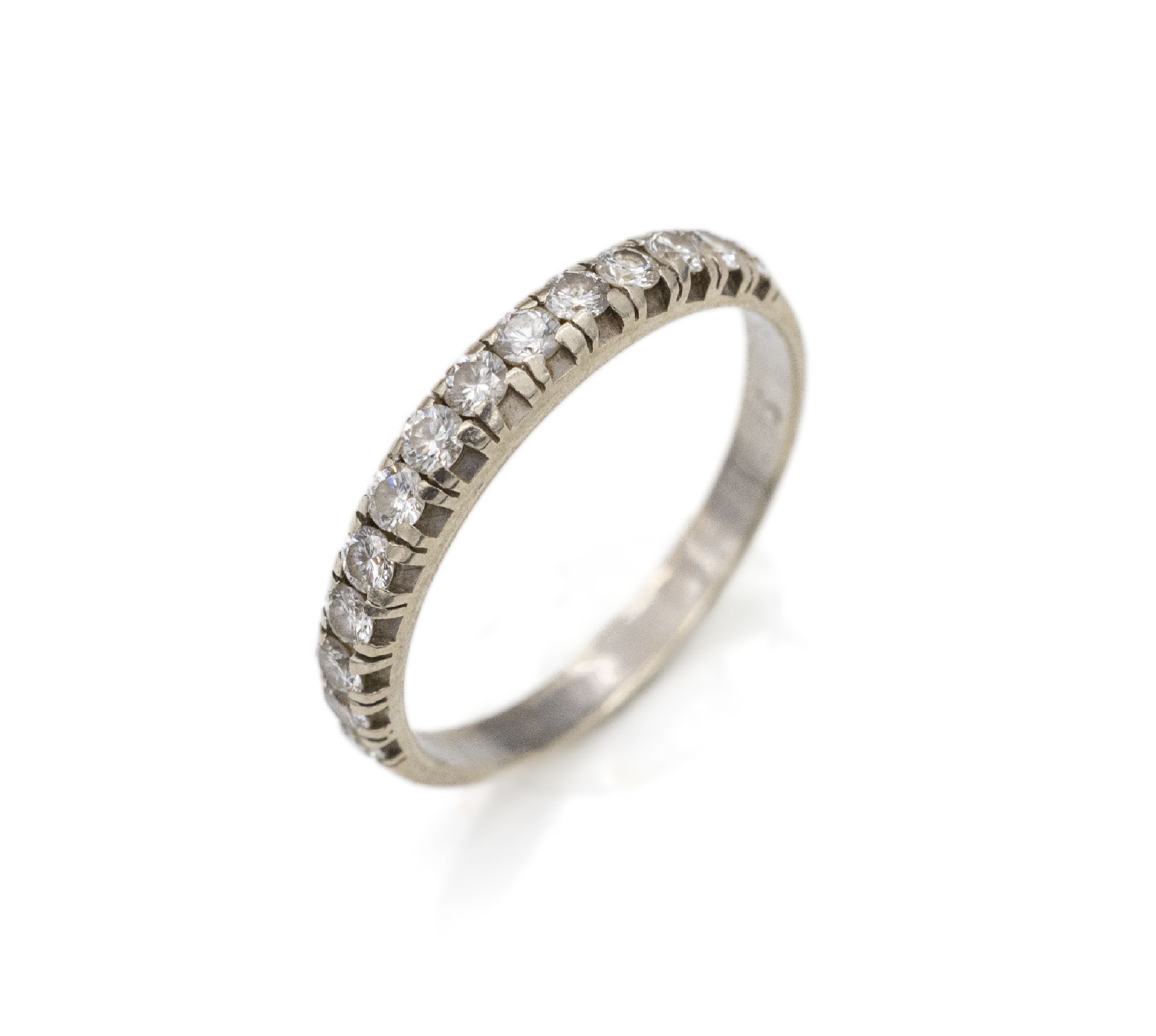 14 kt Gold Halbmemoryring mit Brillanten, GG 585/000, 14 Brillanten zus. ca. 0.50 ct Weiß/si, RW 54