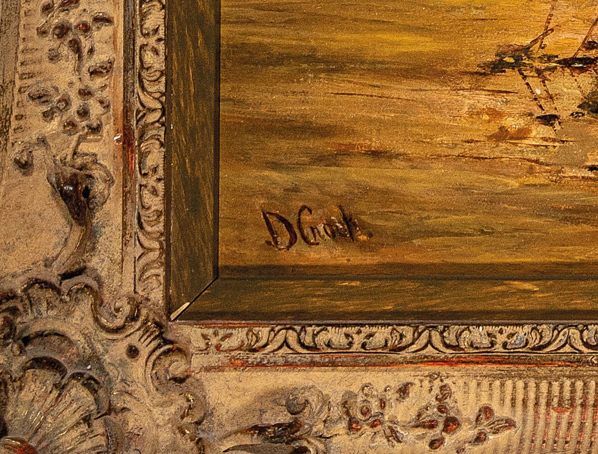 Detail a: D. Craak, Traditionalist des 20.Jh., bäuerliche Landschaft , Mutter und Kind am Waldrand, Öl/Lwd, links unten signiert, Öl/Lwd, rest., Rahmen, ...