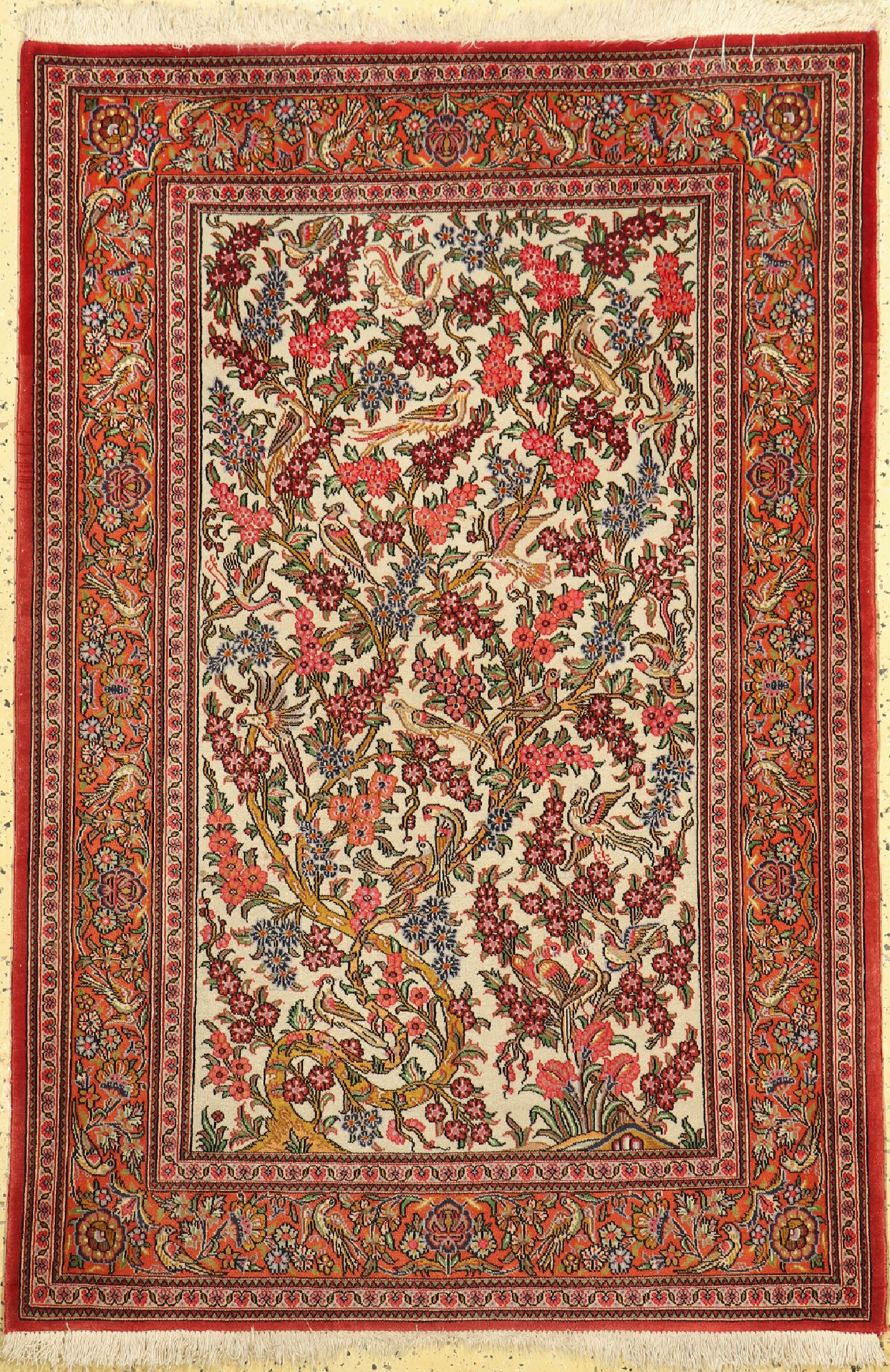 Ghom Kork, Persien, ca. 50 Jahre, Korkwolleauf Baumwolle, ca. 160 x 106 cm, EHZ: 1-2