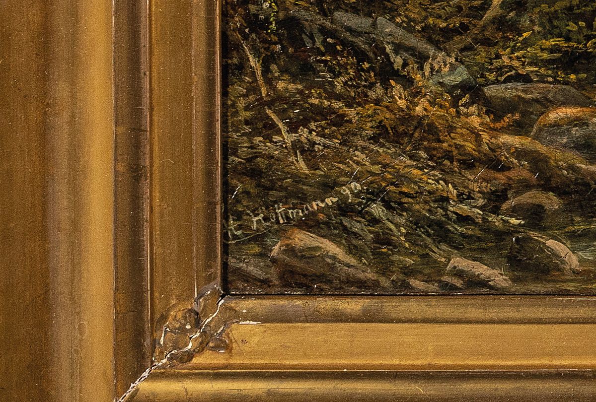 Detail a: Heinrich Adolf Valentin Hoffmann, 1814-1896 Frankfurt am Main, Studium am Städelschen Kunstinstitut Frankfurt am Main bei Jakob Becker, "im ...