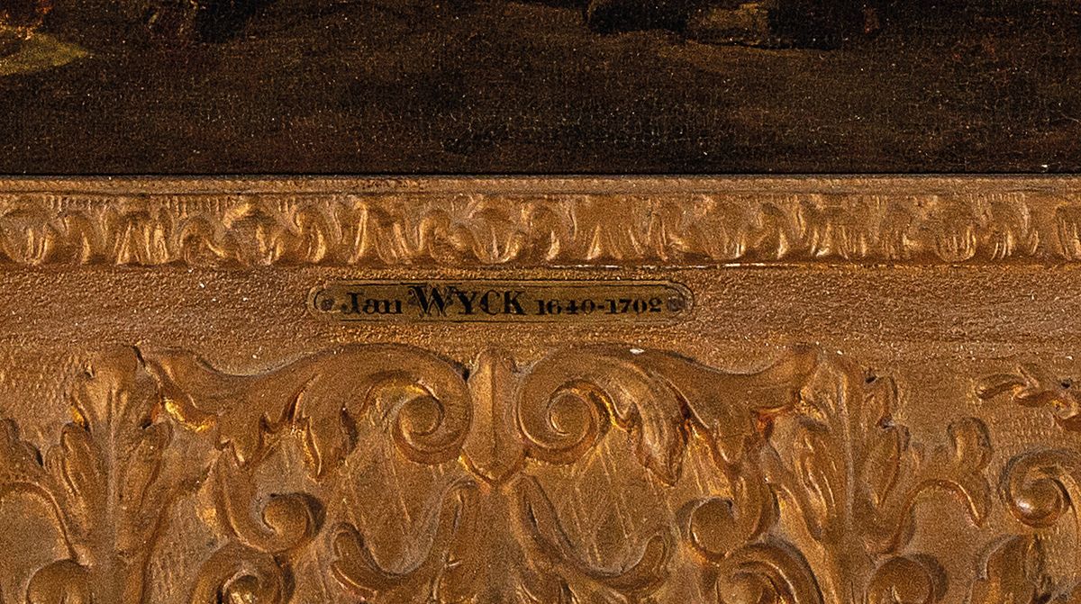Detail a: Jan Wyck, 1645 Haarlem - 1702 Mortlake/England, frühe Förderung durch den Vater und Maler Thomas Wyck, ab 1664 in England ansässig und später ...