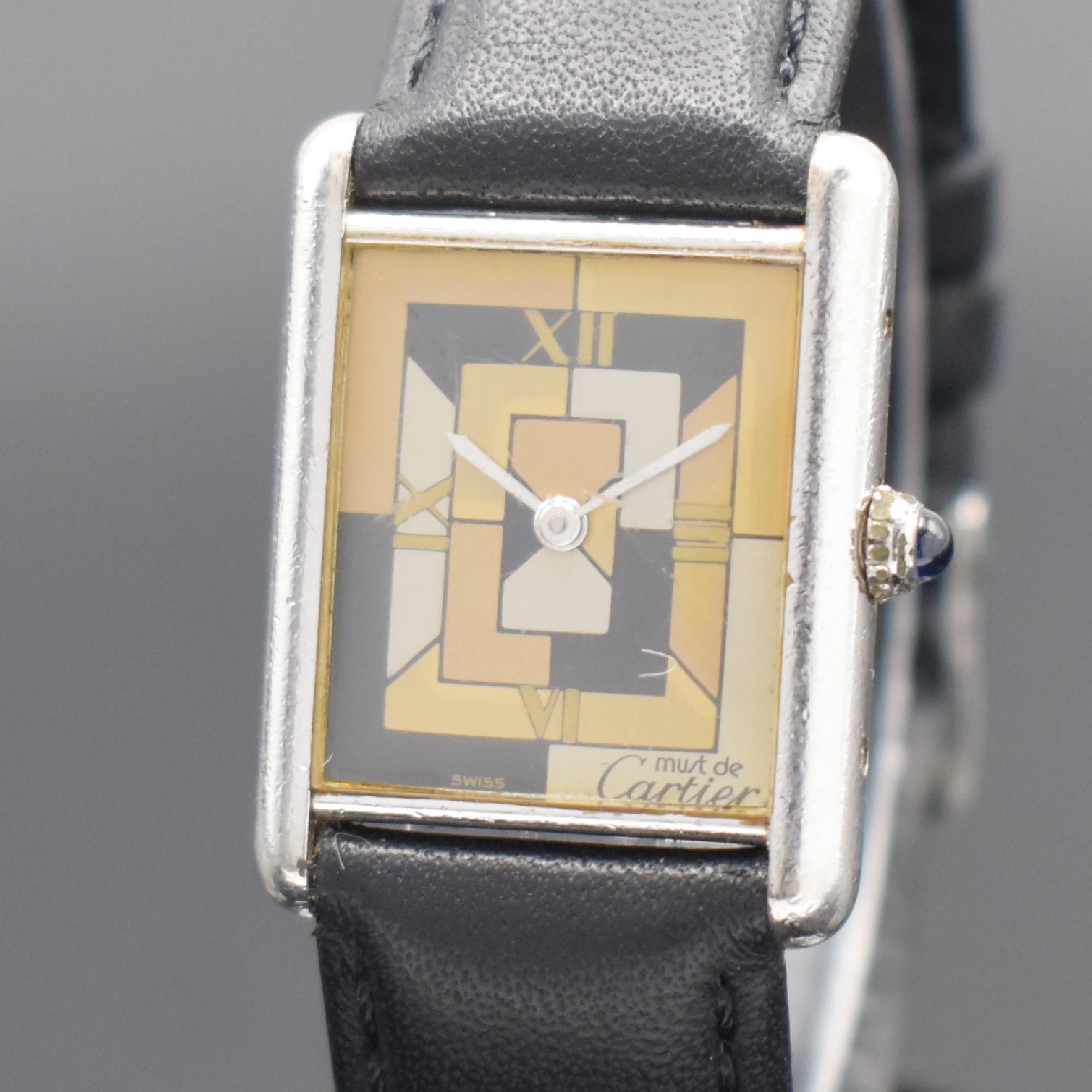 Detail a: CARTIER Tank Art Deco auf 1000 Stück limitierte Armbanduhr, Schweiz, verk. lt. beil. orig. Zert. 12/1996, quarz, Sterlingsilbergeh., Boden 4-fach ...