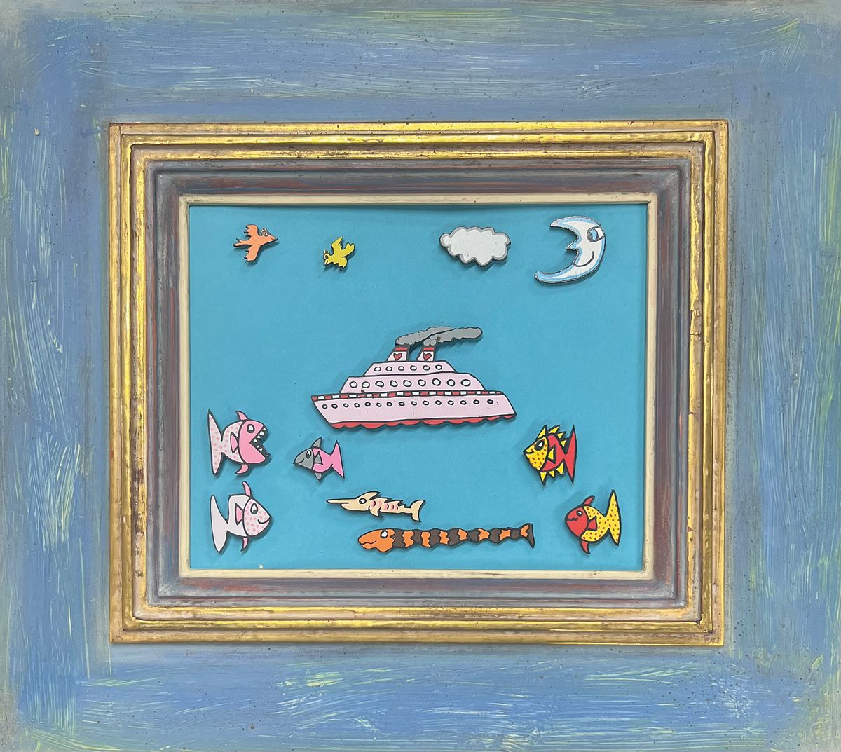Detail k: James Rizzi, 1950-2011, 12 Magnete in maritimem Kontext, in Künstlerrahmen gefasst, magneten unsigniert u. verschieden groß, Rahmen 52x60 cm