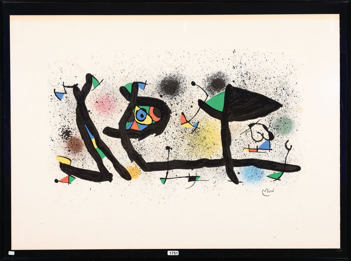 Detail k: Joan Miro, 1893-1983, Lithographie, "Sculptures" (1974), in der Platte signiert, unter Plexiglas gerahmt, l. gebräunt, 61x81 cm